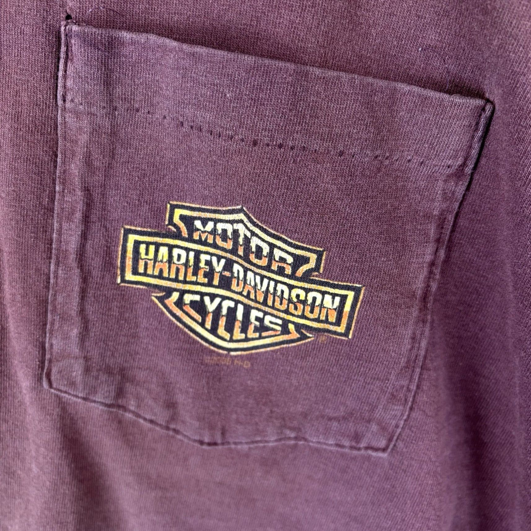 Harley Davidson Harley-Davidson T-Shirt Mens Medium Maroon Pocket Graphic Tee Eagle Made USA Size US M / EU 48-50 / 2 - 3 Thumbnail