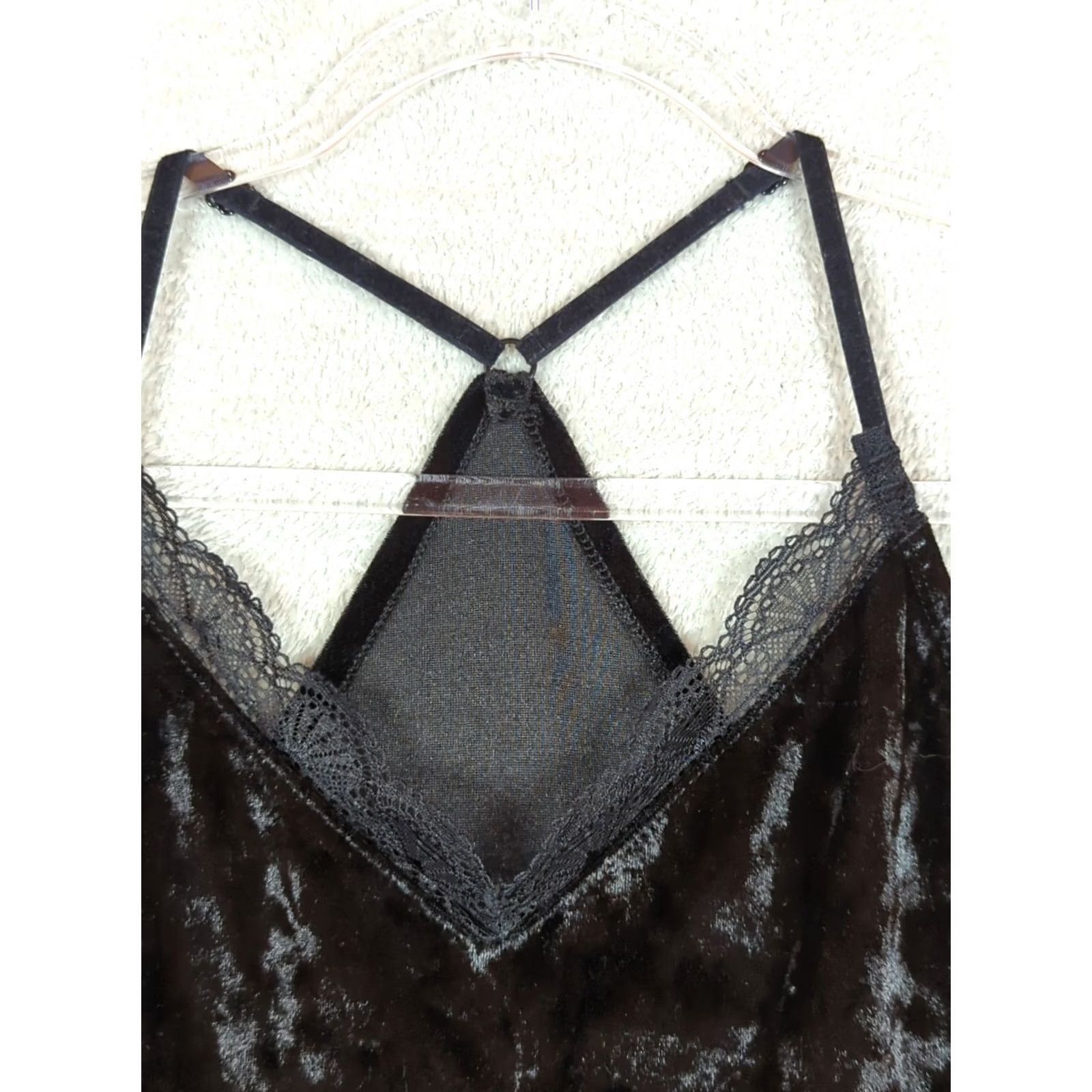 Vintage VINTAGE Crushed Velvet Cami Women L Blk Lace Trim Tank Top Dark Fairy Whimsigoth Grunge Size L / US 10 / IT 46 - 3 Thumbnail
