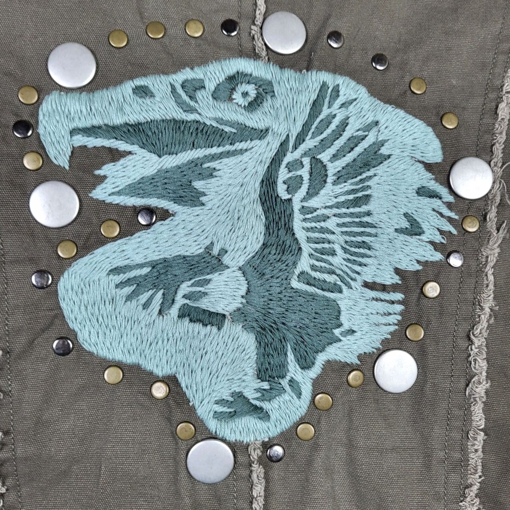 Miss Me Miss Me Green Vest Junior's Studded Embroidered Size L Vest Adults Juniors Women Green Studded 90s Art Casual Mens Womens Boys Girls Size L / US 10 / IT 46 - 5 Thumbnail