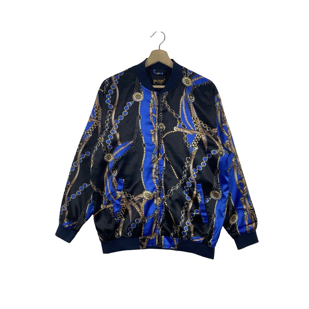 Vintage Vintage POP ENGLAND Chain Baroque Print Satin Bomber Jacket Size US L / EU 52-54 / 3 - 1 Thumbnail