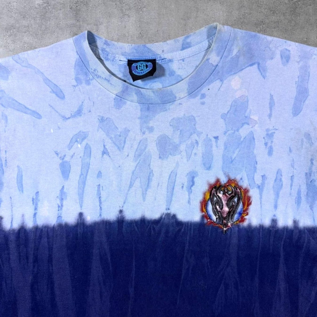 Vintage Vintage Global Generation Goth Y2K Flaming Dragon Blue Tie Dye T-Shirt XL Men Size US XL / EU 56 / 4 - 4 Thumbnail