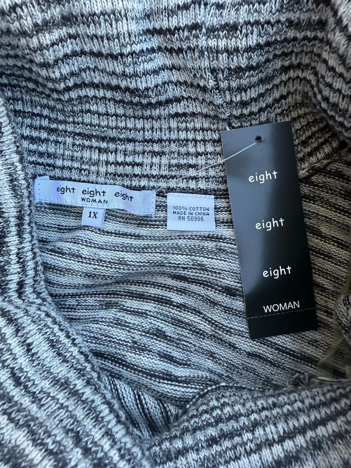 Other Eight Eight Eight Gray White Black Cotton Cowl Neck Sweater Size XL / US 12-14 / IT 48-50 - 7 Thumbnail