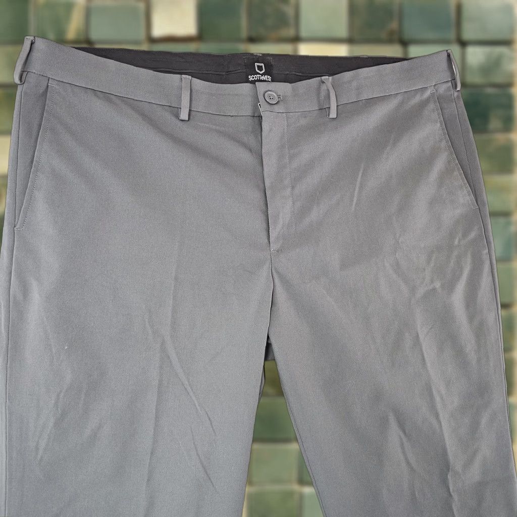 Vintage SCOTTeVEST Pants Mens 42x30 Gray Travel Tech Lightweight Polyester Chino Casual Pants Mens Gray 42x30 Regular Flat Front Zip Fly Pockets Polyester Size US 42 / EU 58 - 1 Thumbnail