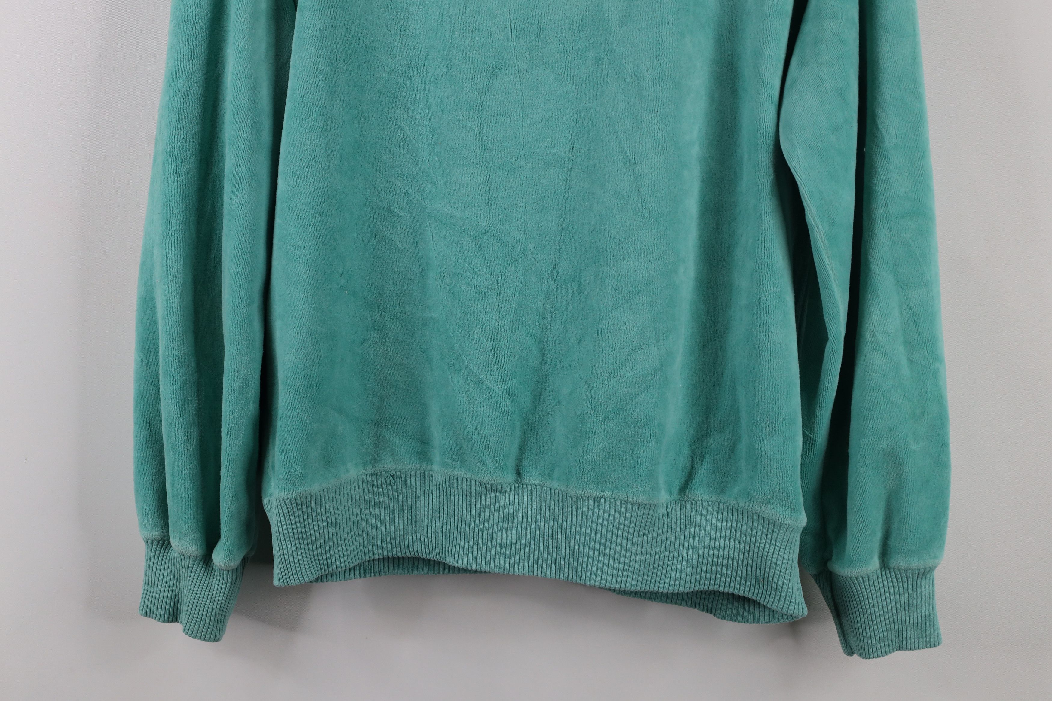 Vintage Vintage 70s Streetwear Blank Velour Sweater Teal USA Size L / US 10 / IT 46 - 12 Thumbnail