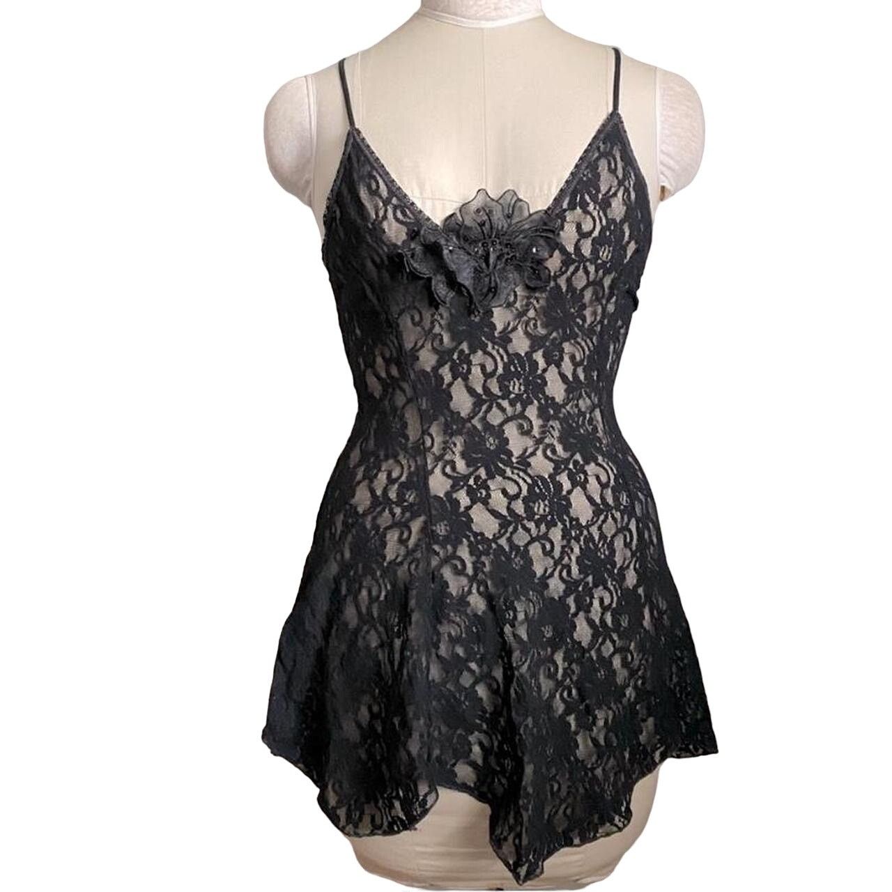 Other HANKY PANKY Black Floral Lace Chemise | Size L (large) Size L / US 10 / IT 46 - 3 Thumbnail
