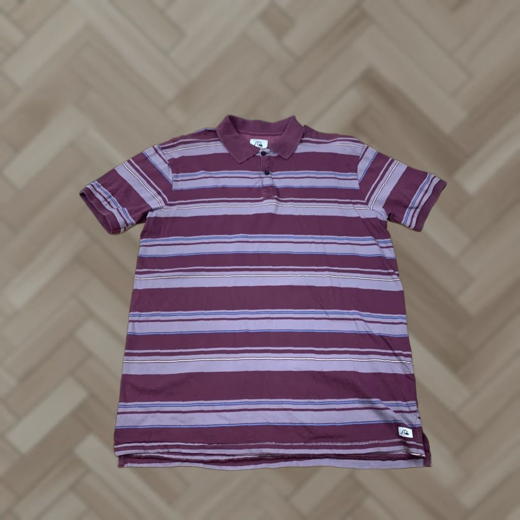 Quiksilver Quiksilver Polo Shirt Men Striped Short Sleeve Casual Maroon Red L Size US L / EU 52-54 / 3 - 1 Thumbnail