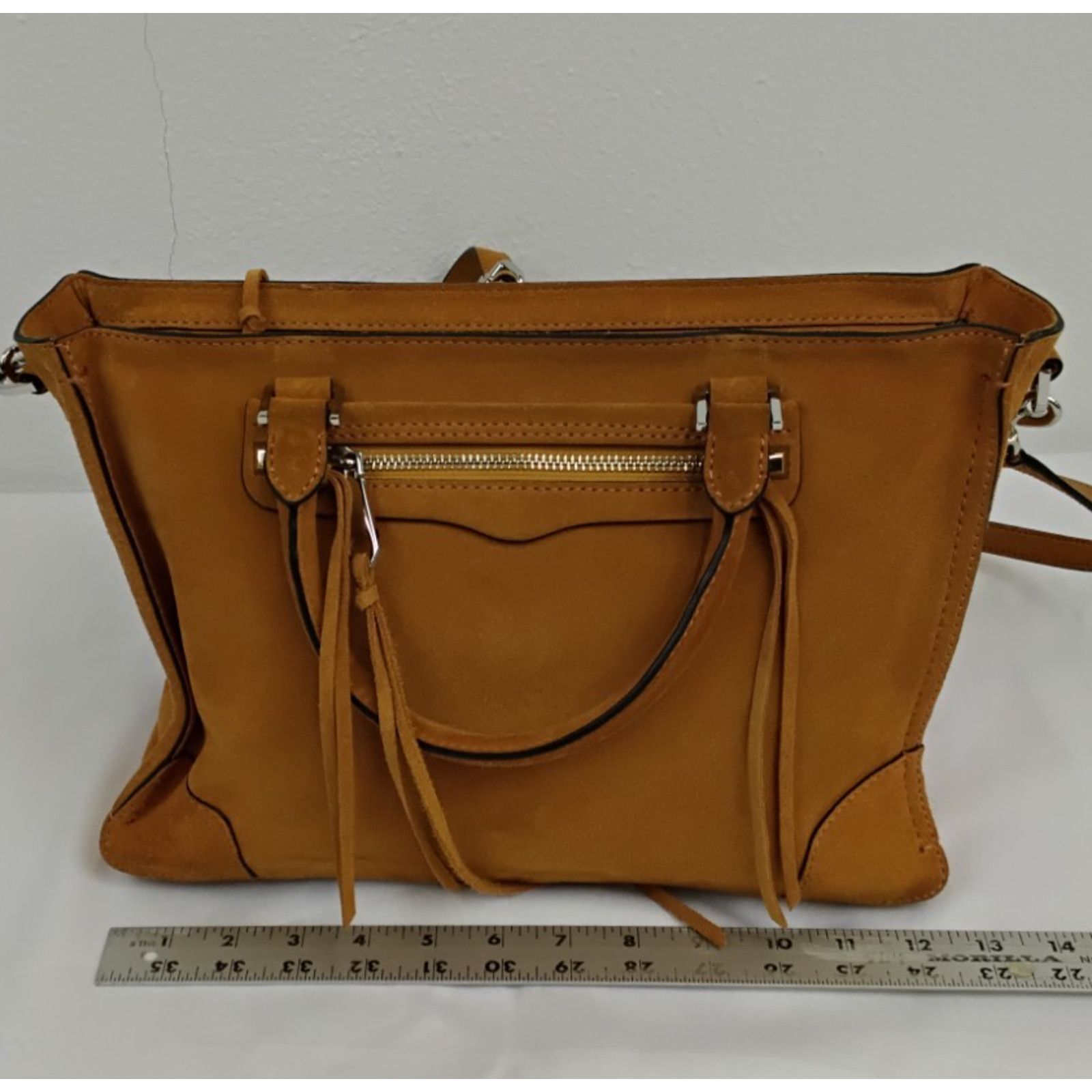 Rebecca Minkoff Rebecca Minkoff Suede Leather Purse Tan With Crossbody Strap Size ONE SIZE - 16 Thumbnail