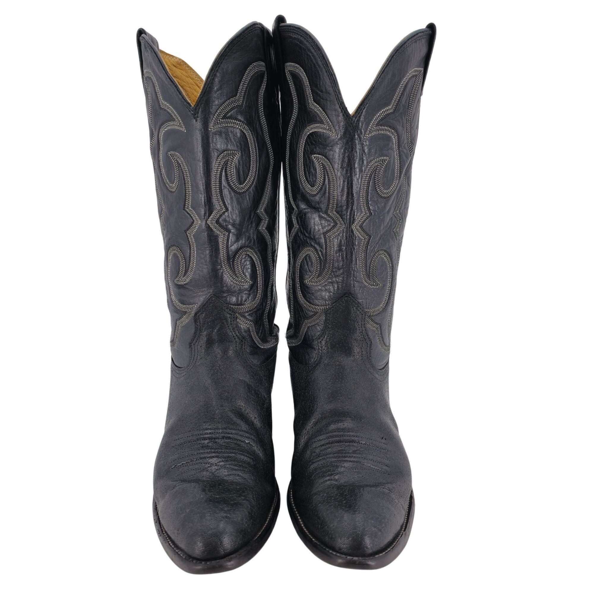 Nocona Vintage Nocona Exotic Elephant Print Men 9.5D Black Leather Size US 9.5 / EU 42-43 - 3 Thumbnail