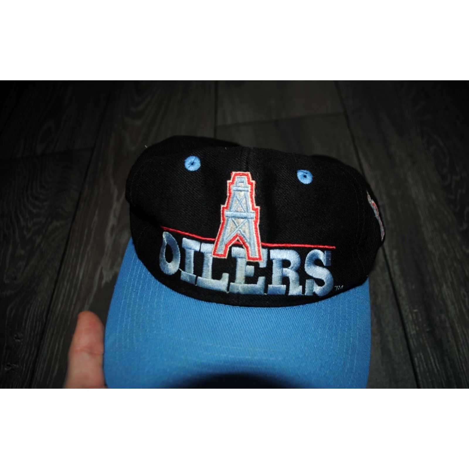 NFL VINTAGE HOUSTON OILERS HAT CAP SNAP BACK MENS NFL BLACK MADE IN TAIWAN 1990s Size ONE SIZE - 2 Thumbnail