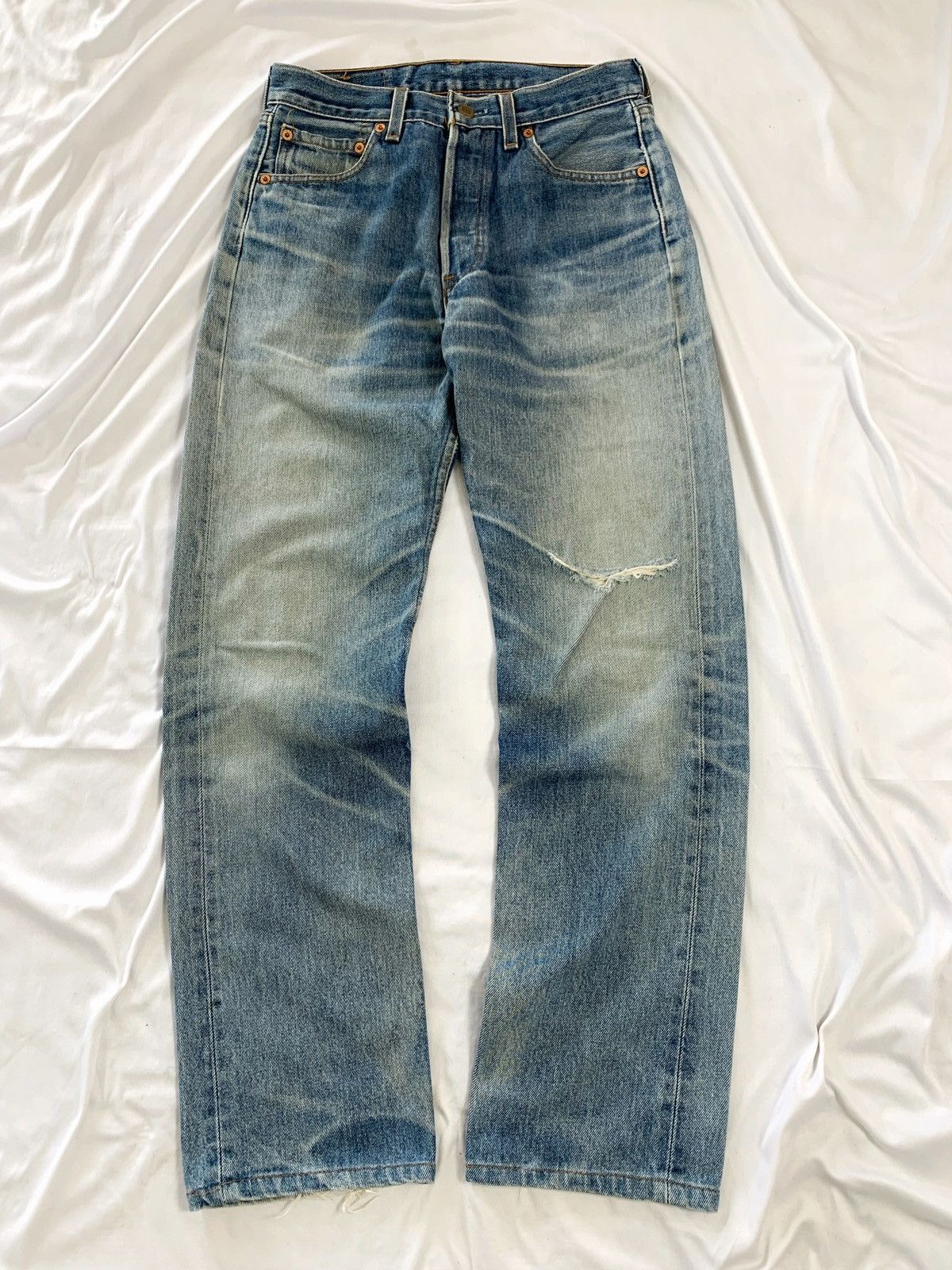 Levi's Vintage Clothing 90s levis 501 vintage blue jeans distressed style Size US 29 - 3 Thumbnail