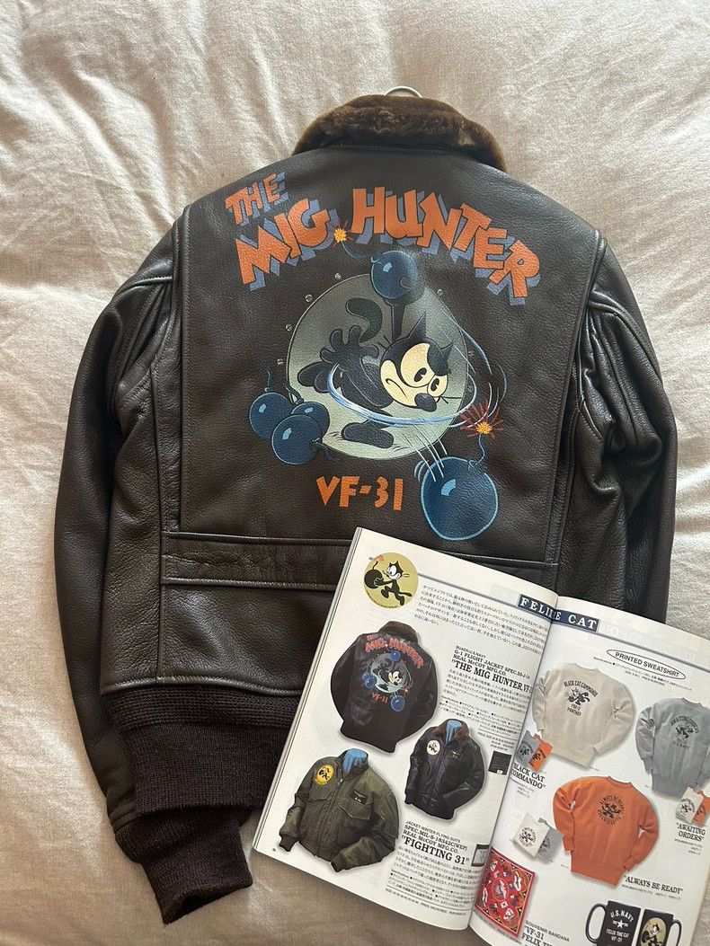 The Real McCoy's The Real McCoy s g-1 M-422A, Hand-Painted Felix the Cat Lea Size US M / EU 48-50 / 2 - 1 Thumbnail