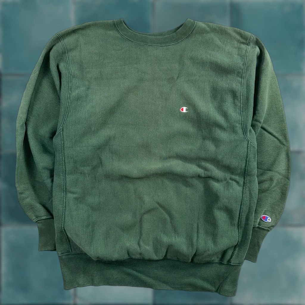 Champion VINTAGE Champion Sweatshirt USA Green Reverse Weave XL Crew Neck Long Sleeve Gusset Jumper 70s 90s College Logo Sports Men Size US XL / EU 56 / 4 - 1 Thumbnail