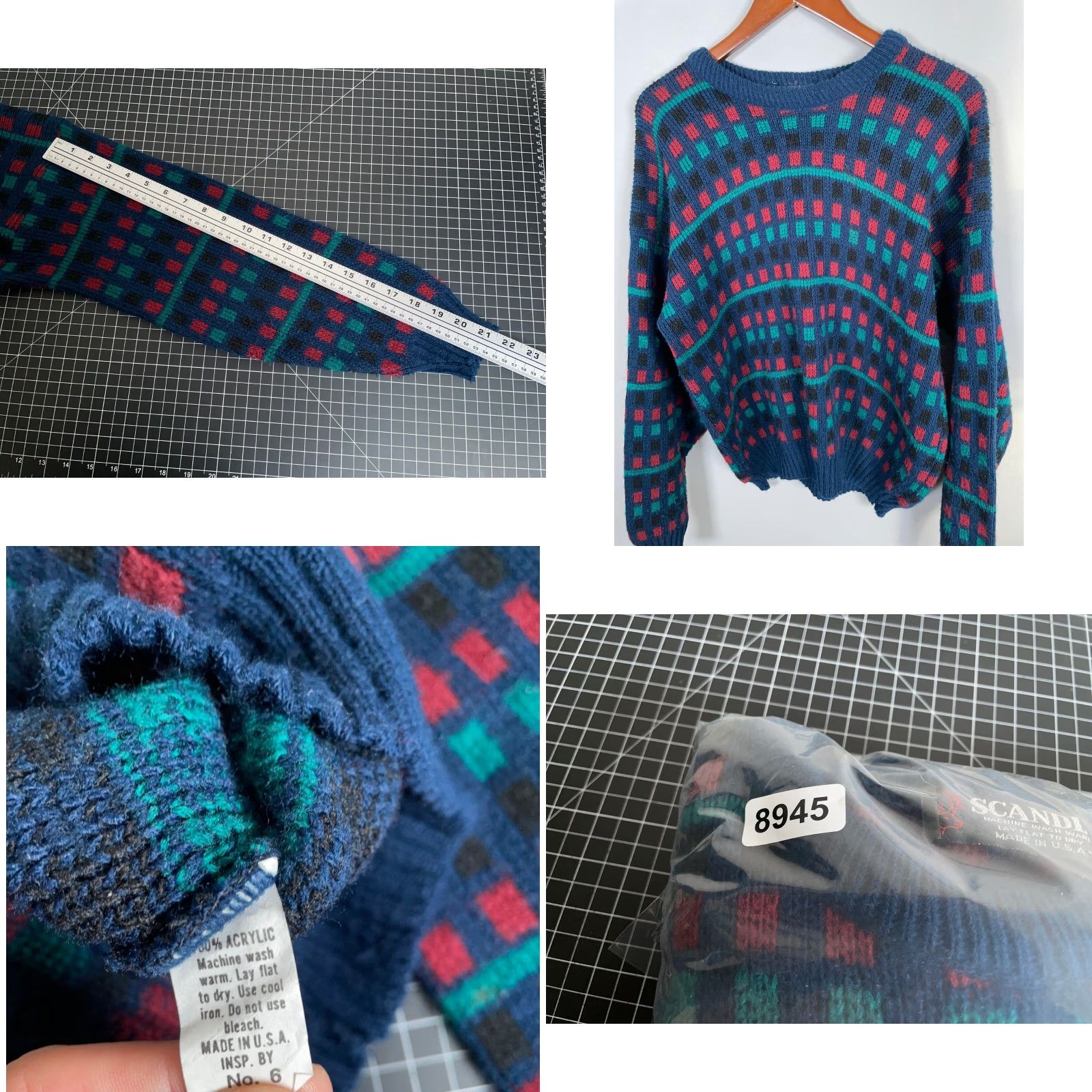 Vintage Vintage 90s Check Pattern Sweater Adult Large Blue Lightweight Pullover Knit Mens Retro Casual Size US L / EU 52-54 / 3 - 8 Thumbnail