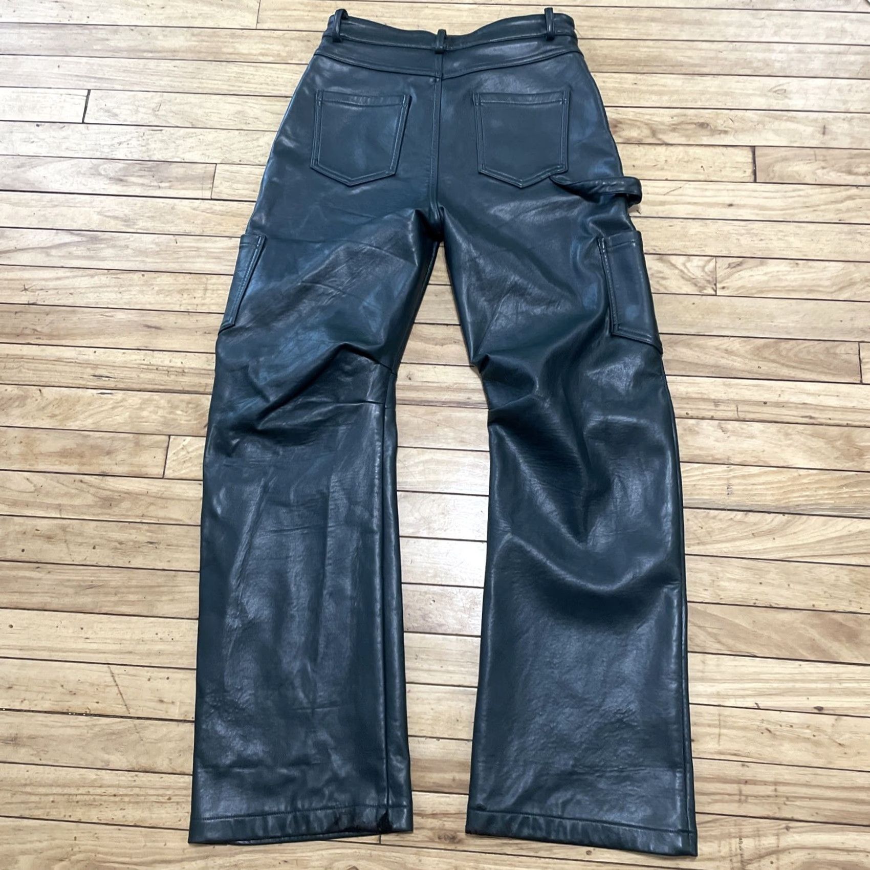 Lioness Lioness Cargo Pants Women S Army Green Faux Leather Carpenter Pocket Barrel Leg Leather Pants Streetwear Size 28" / US 6 / IT 42 - 2 Thumbnail