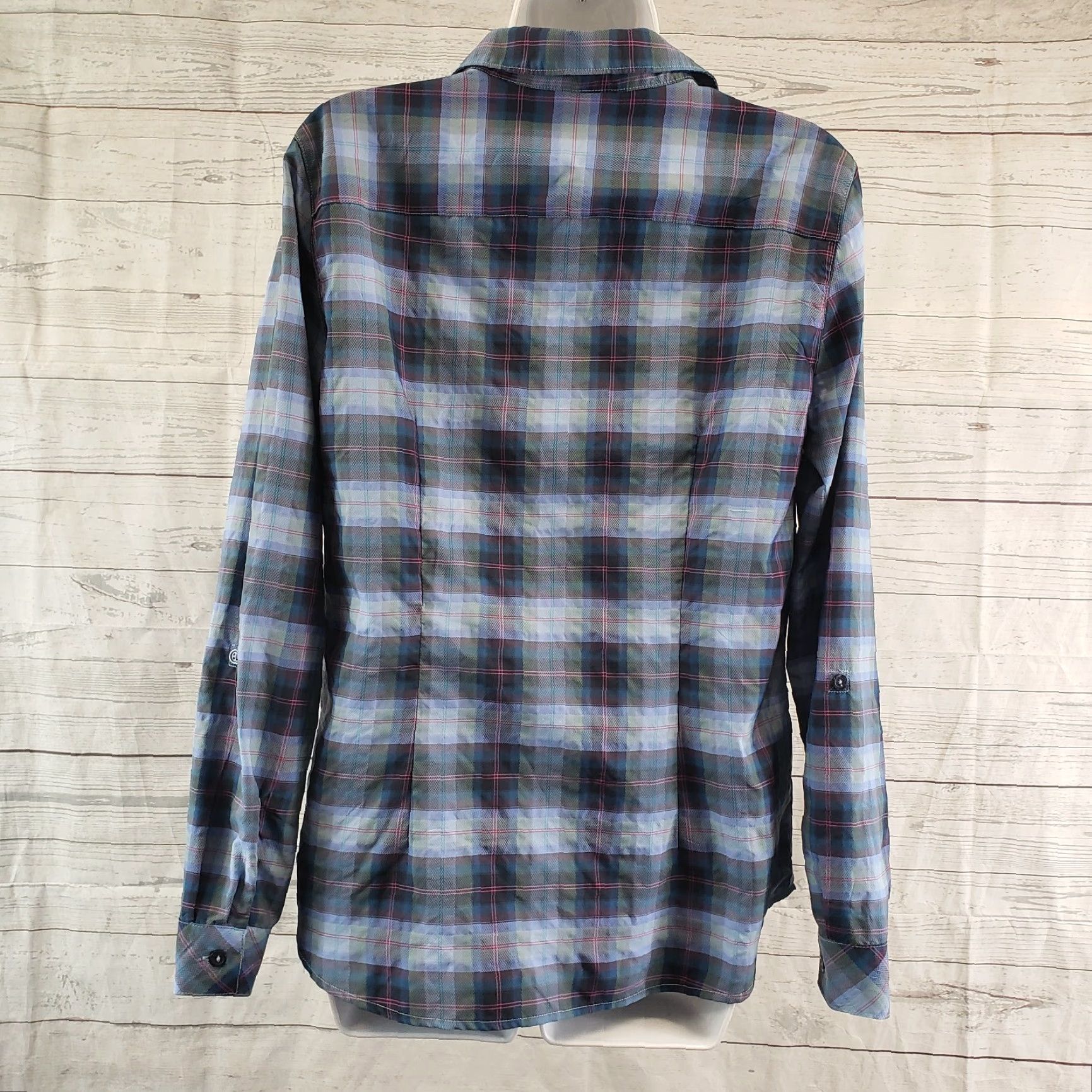 Eddie Bauer Eddie Bauer Womens Button Front Shirt Sz Medium Blue Pink Plaid Long Sleeve Shirt Womens M Blue Pink Plaid Button-Up Woman Shirt Size M / US 6-8 / IT 42-44 - 4 Thumbnail