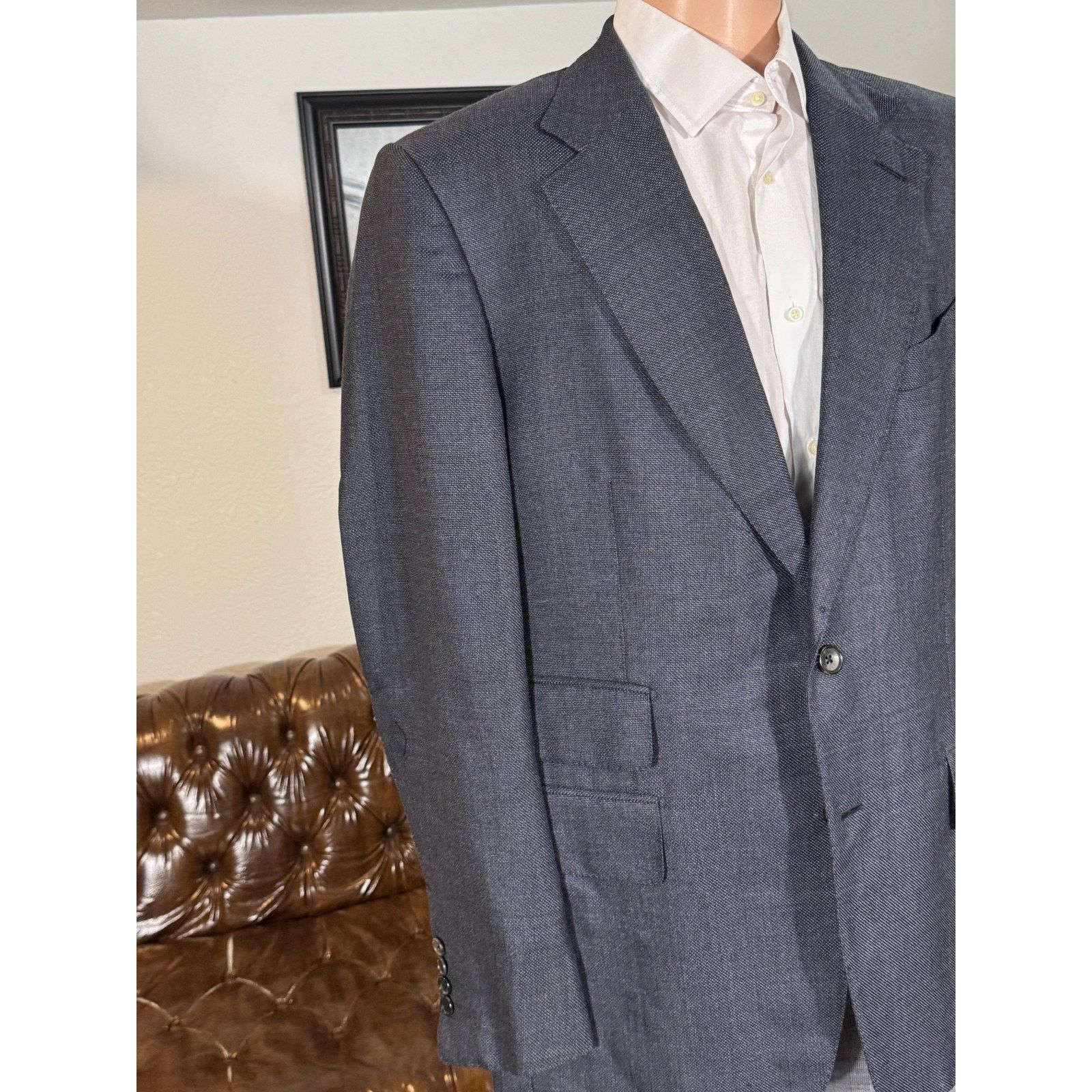Tom Ford Tom Ford Charcoal Gray Steel Blue Woo Blazer (56R EU) 46R US Size 46L - 13 Thumbnail