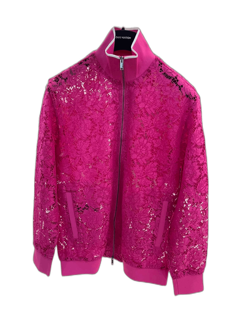 Valentino Pink Lace Jacket with Embroidery Design Size L / US 10 / IT 46 - 1 Thumbnail