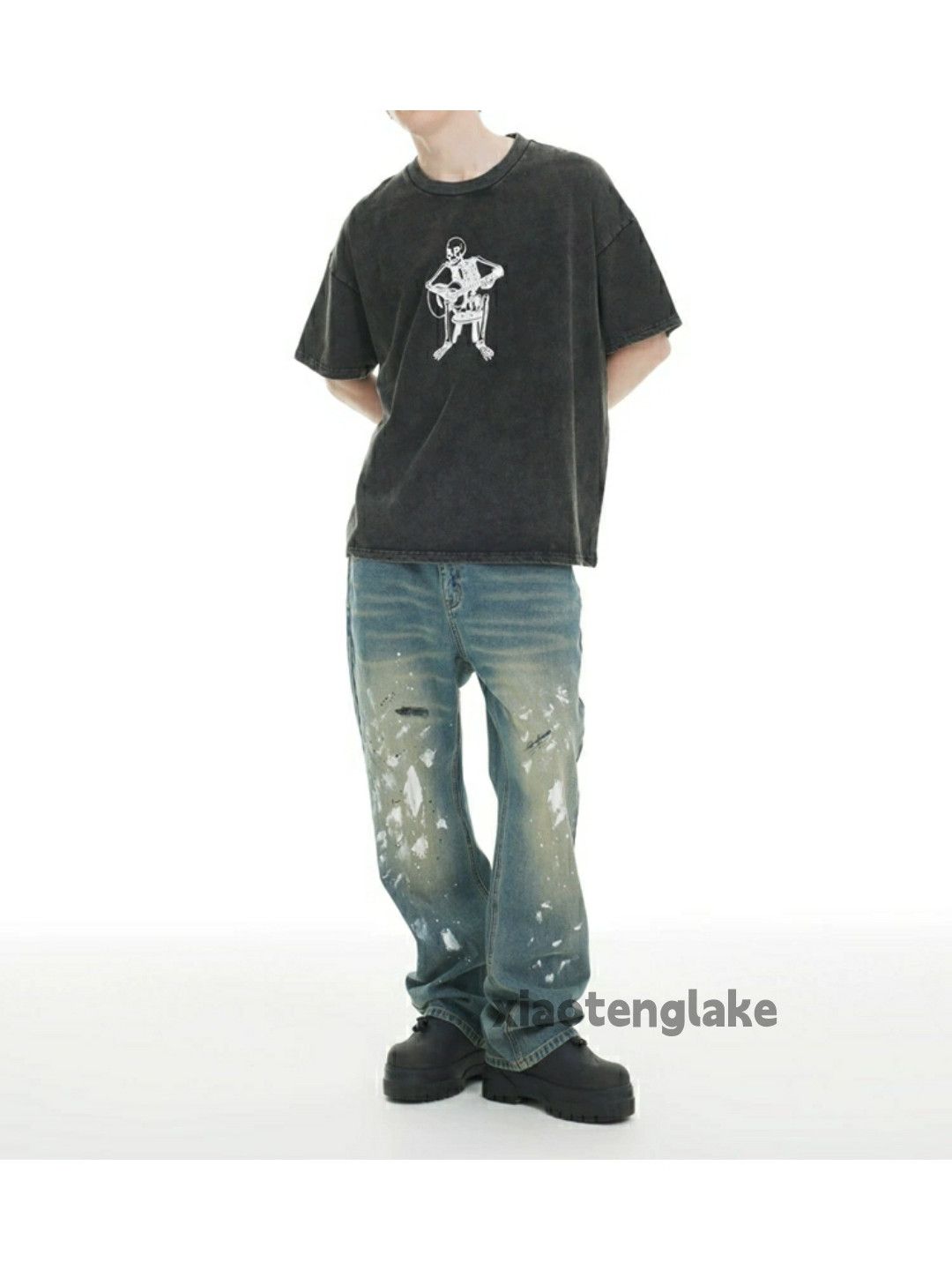 Jean × Vintage washed faded paint damaged hiphop grunge baggy jeans Size US 34 / EU 50 - 3 Thumbnail