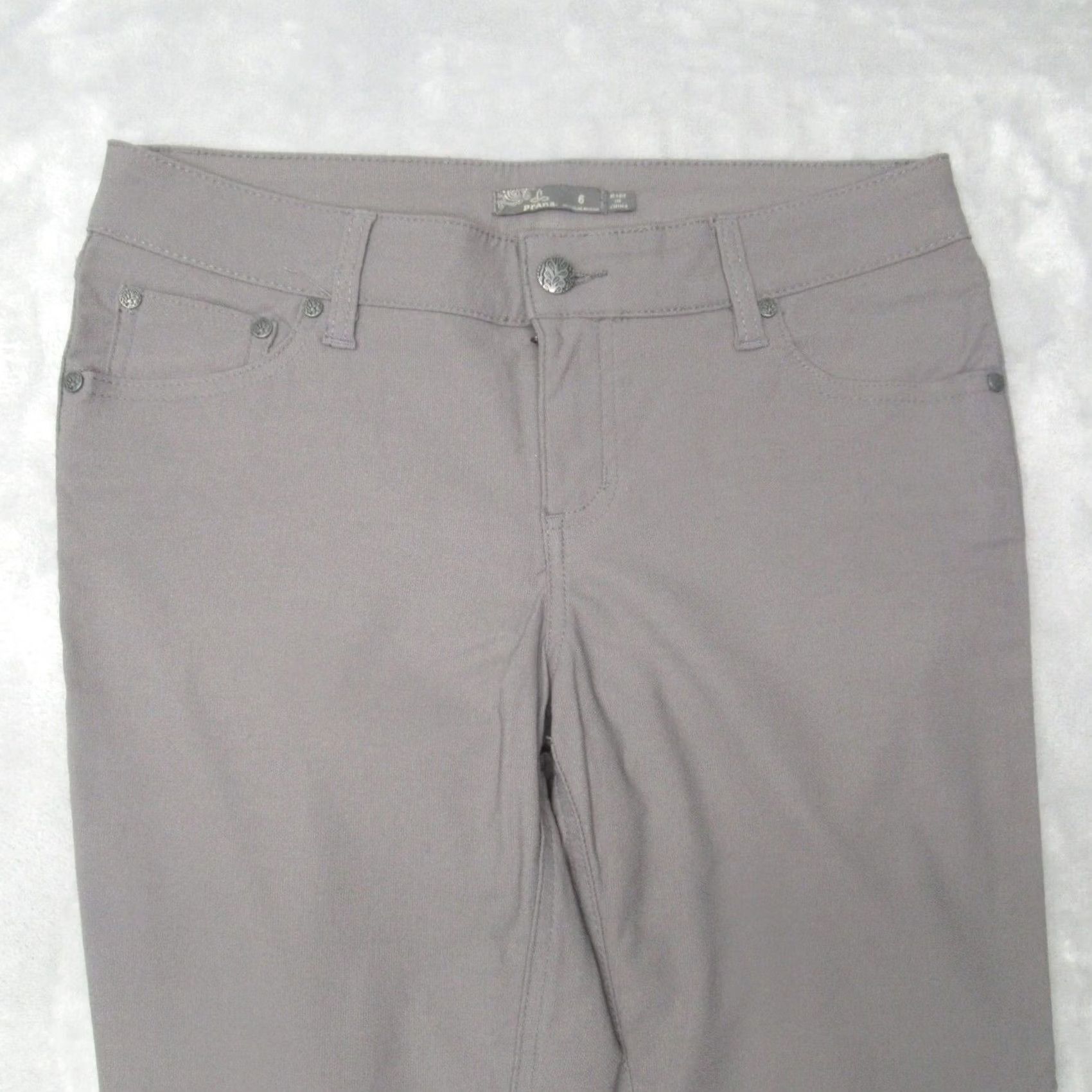 Prana prAna Brenna Moto Pants Women 6 Gray Stretch Skinny Zip Fly Mid Rise Rain Nylon Size 28" / US 6 / IT 42 - 7 Thumbnail