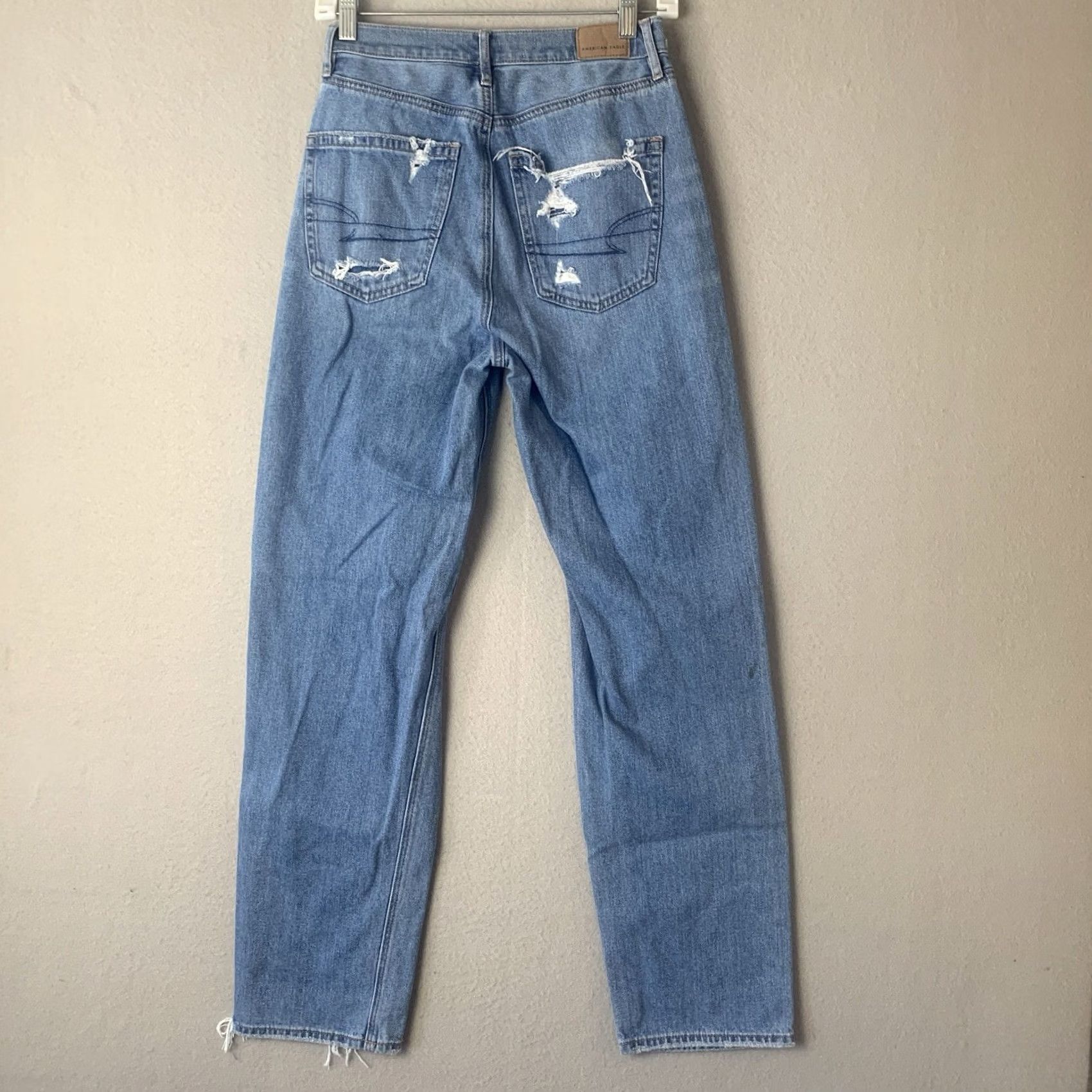 American Eagle Outfitters VINTAGE American Eagle Jeans Womens 2 Blue Baggy Straight Distressed Boho Y2K Grunge Size 26" / US 2 / IT 38 - 2 Thumbnail