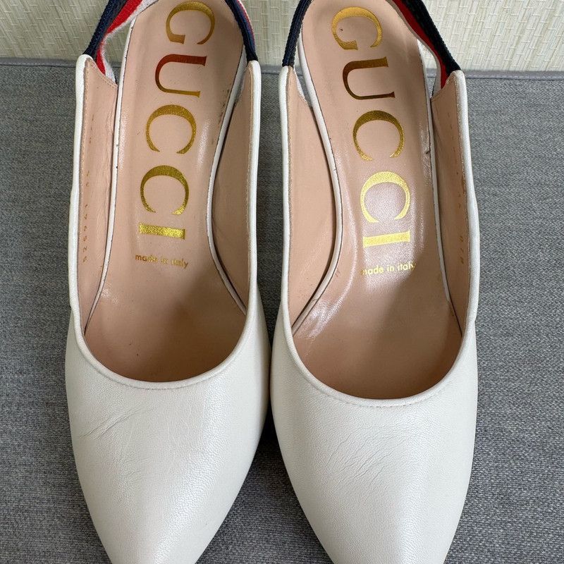 Gucci Gucci White Leather High Heel Shoes- Size US 8 / IT 38 - 5 Thumbnail