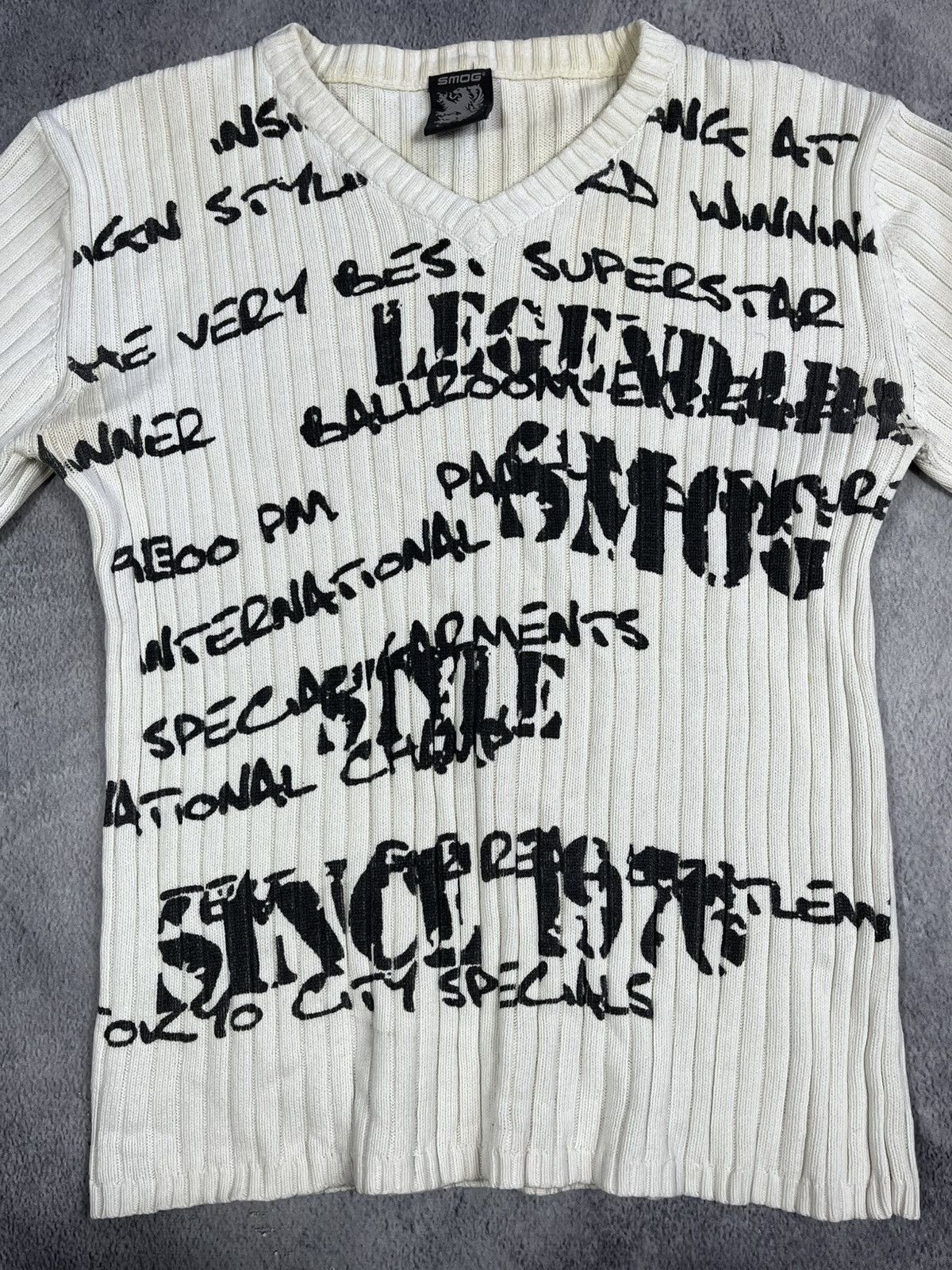 Vintage Vintage Y2K Japanese 00s style printed ribbed sweater Size US L / EU 52-54 / 3 - 10 Thumbnail