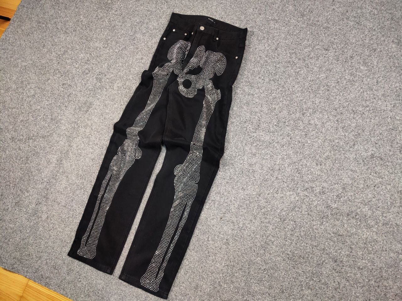 Japanese Brand Vintage Japanese Skeleton diamond Logo Black Denim Jeans Size US 30 / EU 46 - 3 Thumbnail