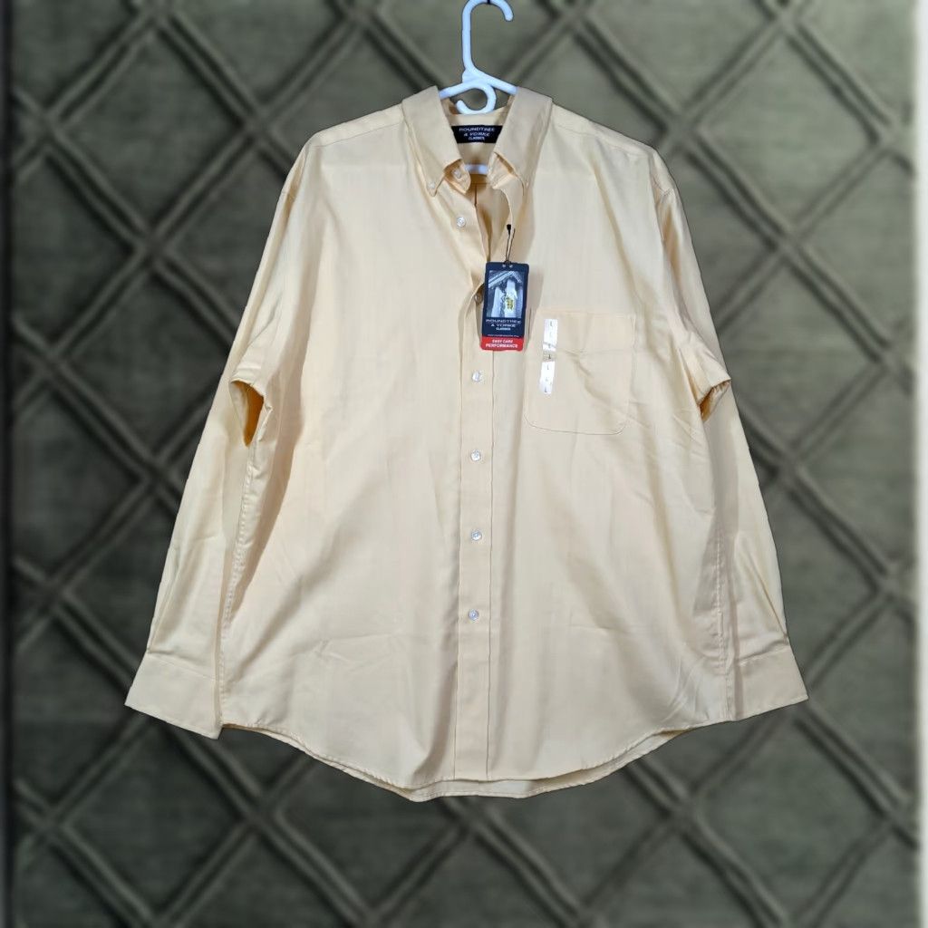 Roundtree Yorke Roundtree & Yorke Oxford Shirt Mens L Easy Care Button Down Yellow (Size Large)