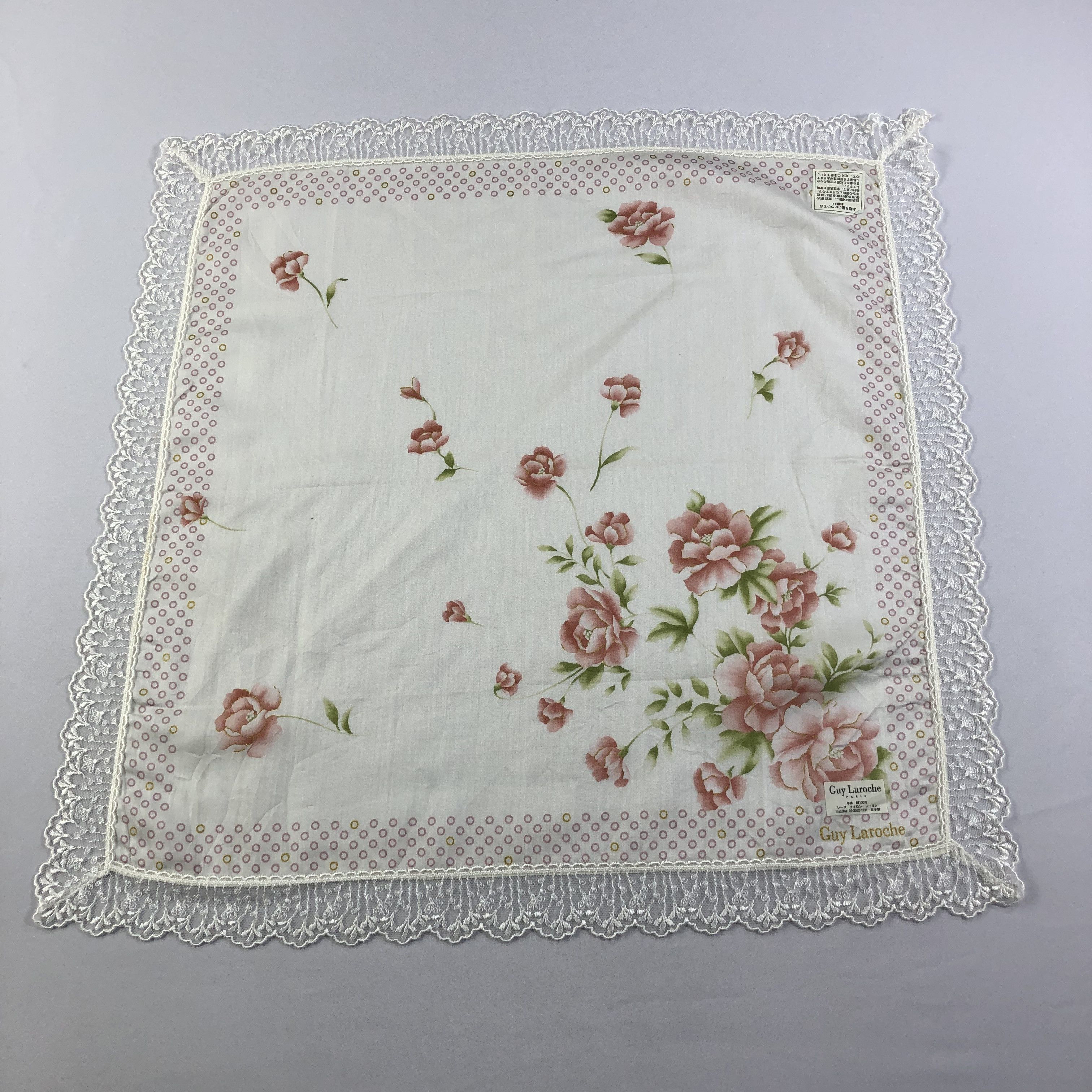 Guy Laroche × Vintage Guy Laroche Laces Handkerchief Neckerchief Bandana H2194 Size ONE SIZE - 2 Thumbnail