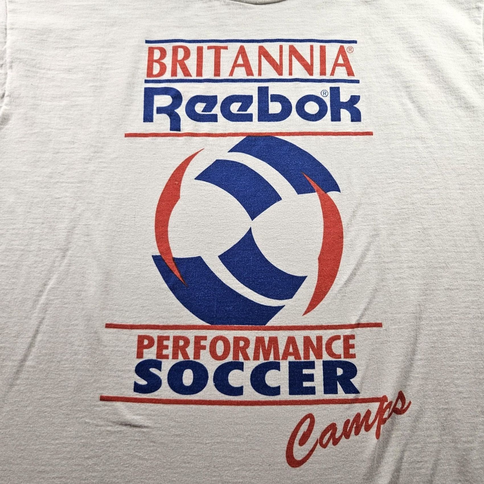 Fruit Of The Loom VINTAGE Britannia Reebok Shirt Mens Large White Soccer Camp 90s Autographed USA Shirt Size US L / EU 52-54 / 3 - 2 Thumbnail