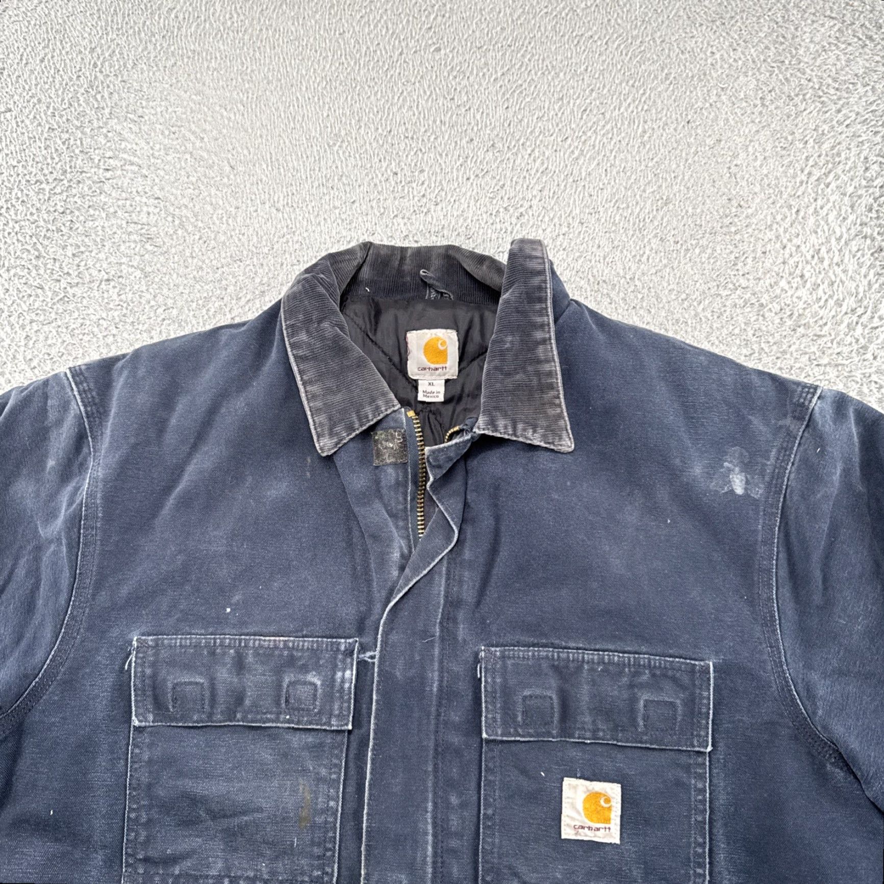 Carhartt VINTAGE Carhartt Chore Jacket Navy Blue Mens XL Distressed Grunge Canvas Logo 50s 60s Workwear Jacket Size US XL / EU 56 / 4 - 3 Thumbnail