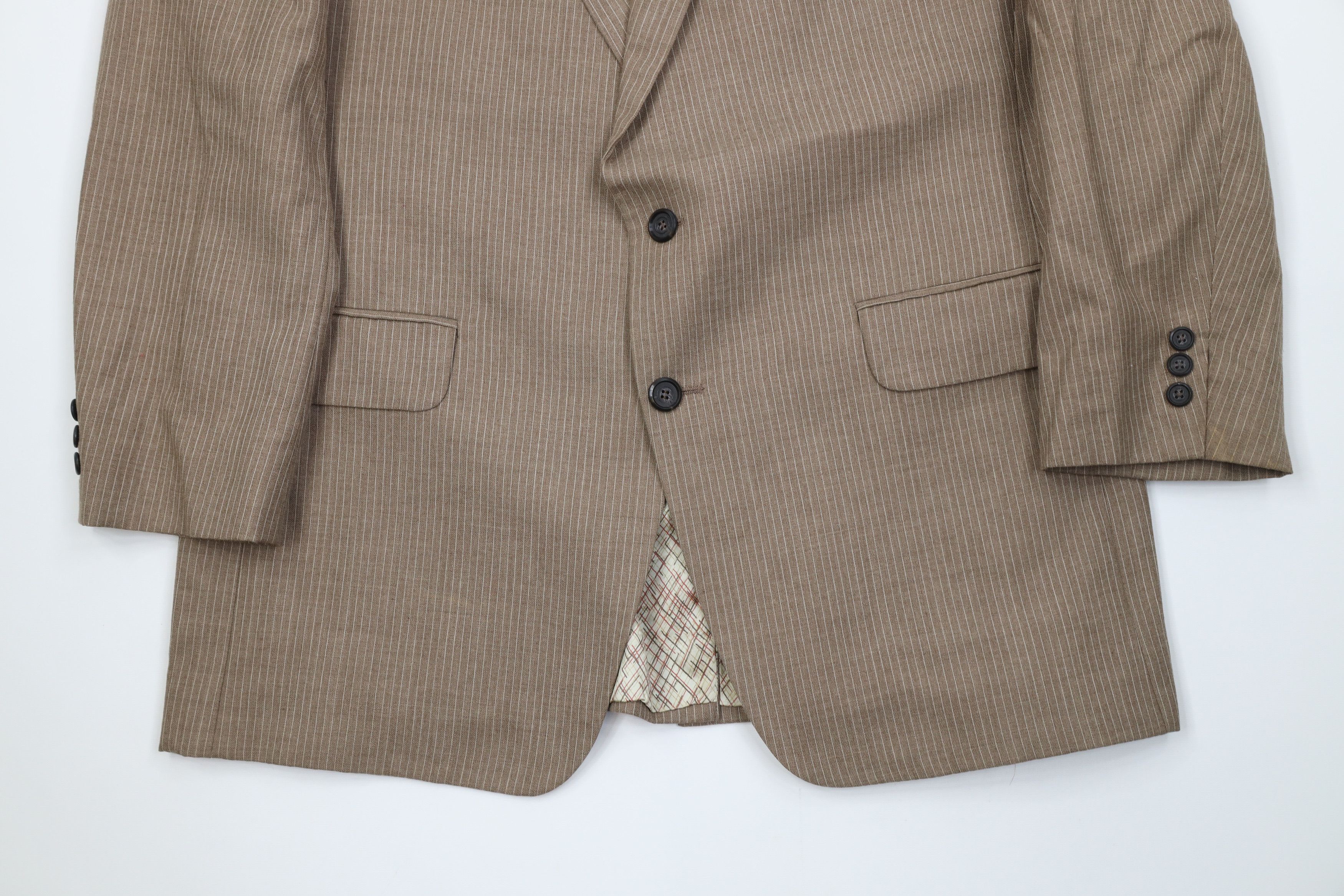Vintage Vintage 70s Streetwear 3 Piece Stripe Suit Wedding Brown Size 44L - 4 Thumbnail