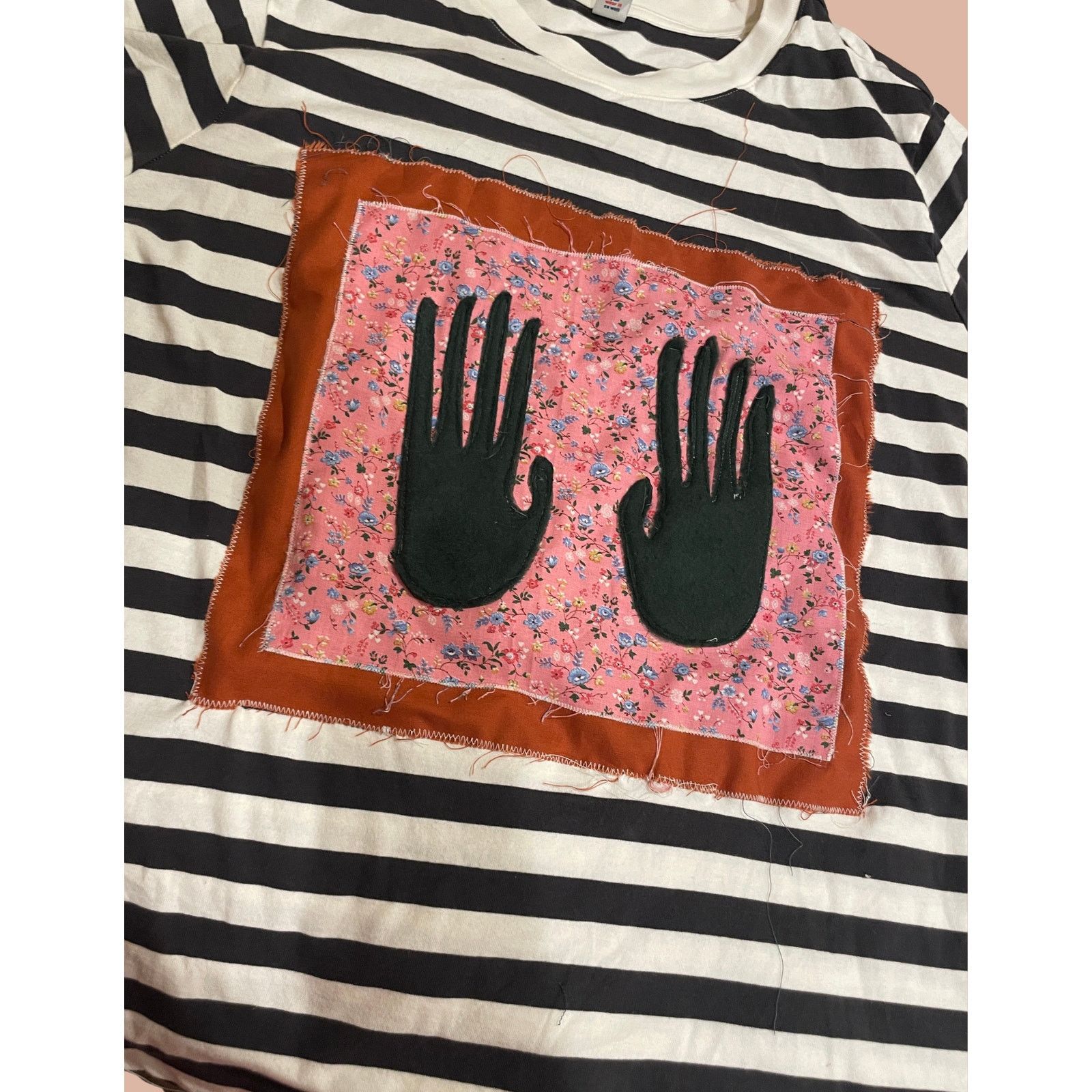 Handmade Upcycled XXL Striped T-Shirt Size XXL / US 16-18 / IT 52-54 - 2 Thumbnail