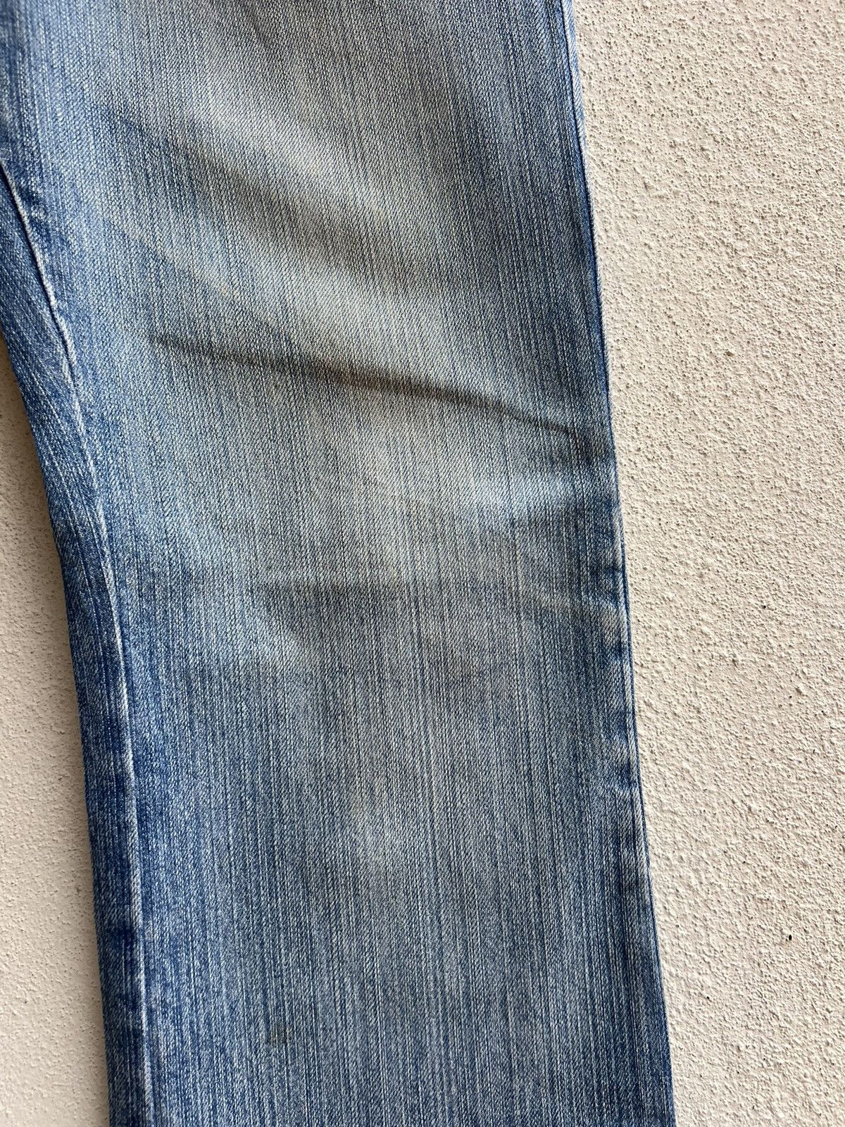 Japanese Brand Rupert Japan Double Waist Fade Mud Blue Denim Flare Jeans Size US 34 / EU 50 - 12 Thumbnail