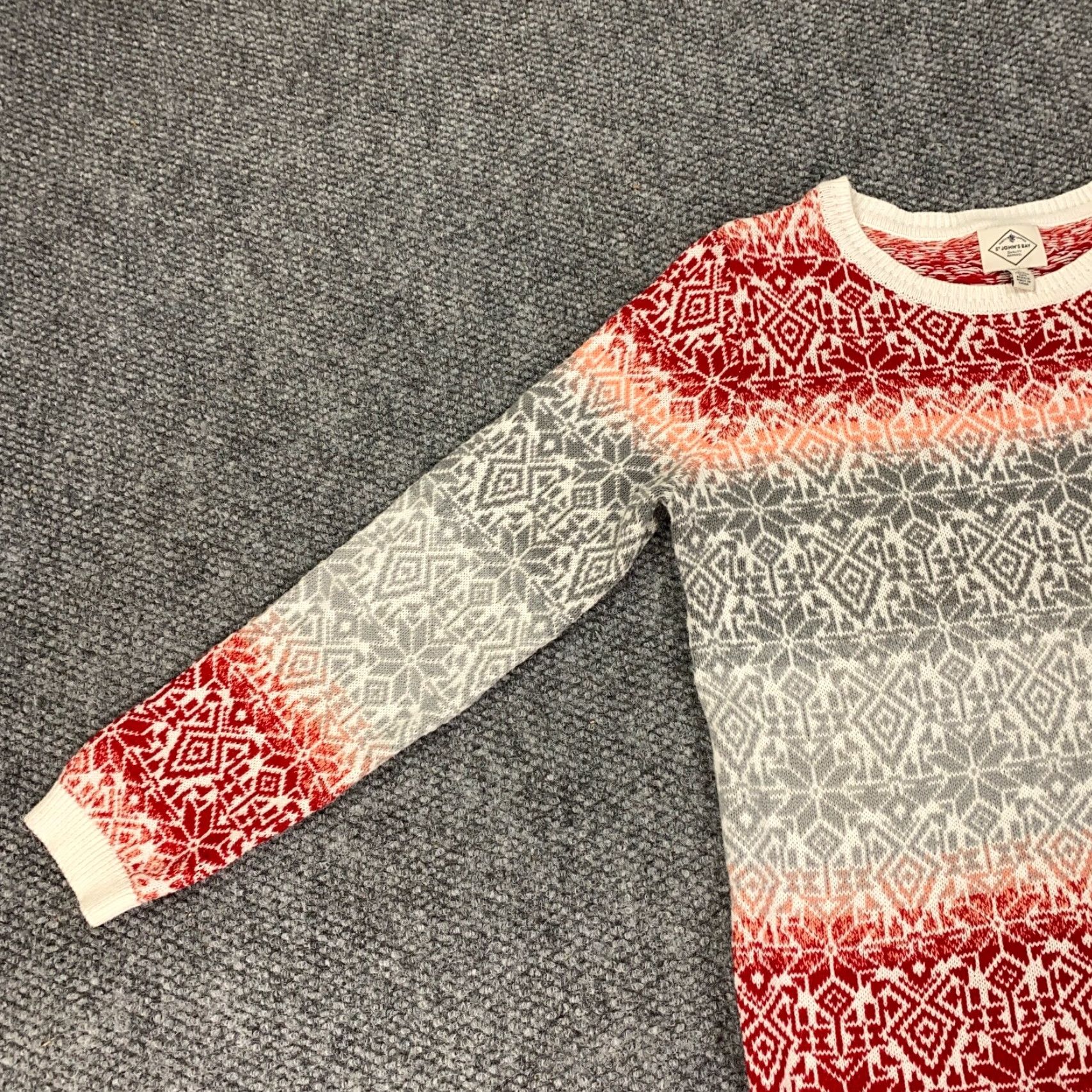 Vintage St Johns Bay St Johns Womens Sweater L Beige Snowflakes Holiday Christmas Pullover Crew Neck Knit Long Sleeve Geometric Regular Seasonal Womens Size L / US 10 / IT 46 - 3 Thumbnail