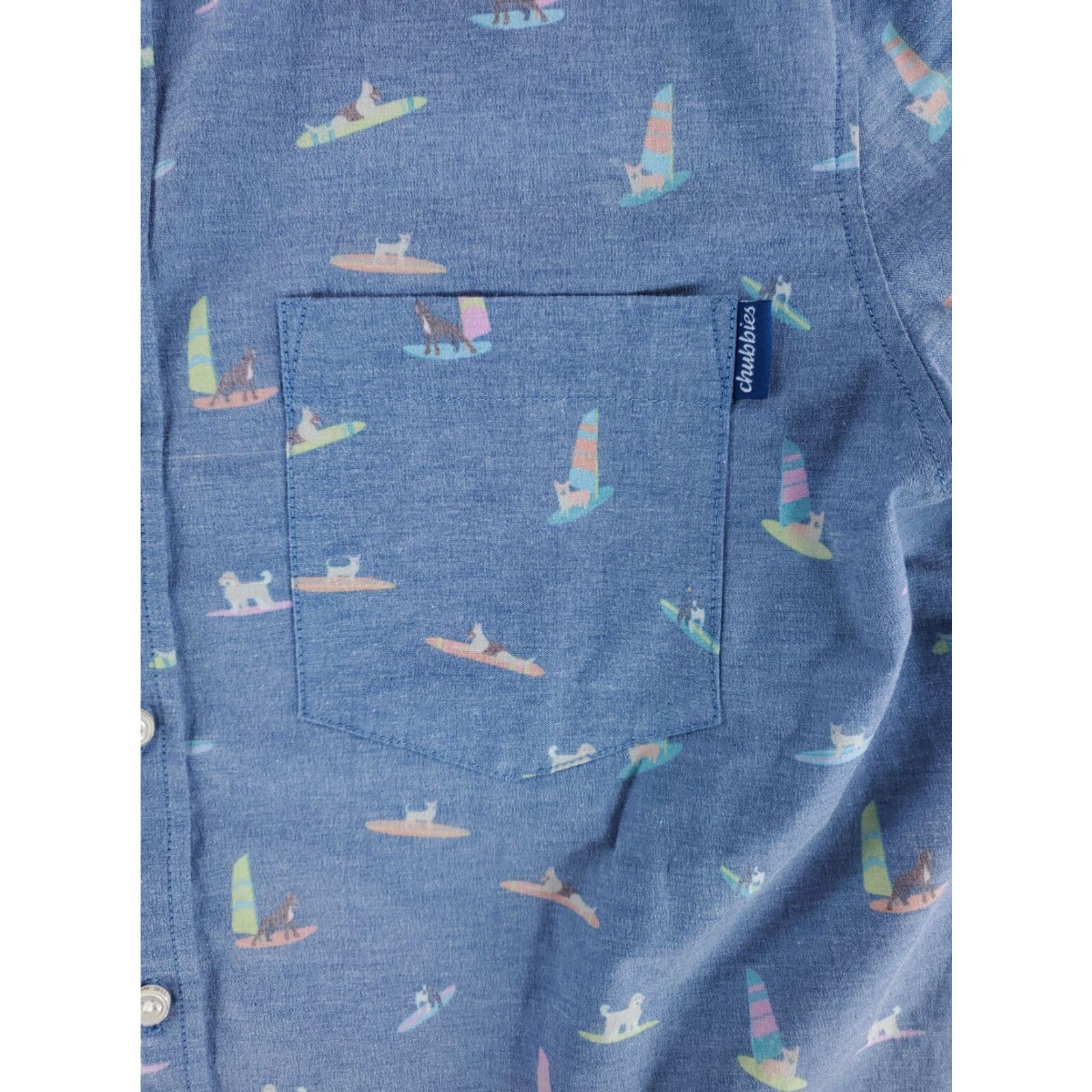 Chubbies Chubbies Button Down Shirt Short Sleeve AOP Dogs Surfboards Blue Mens M Size US M / EU 48-50 / 2 - 3 Thumbnail