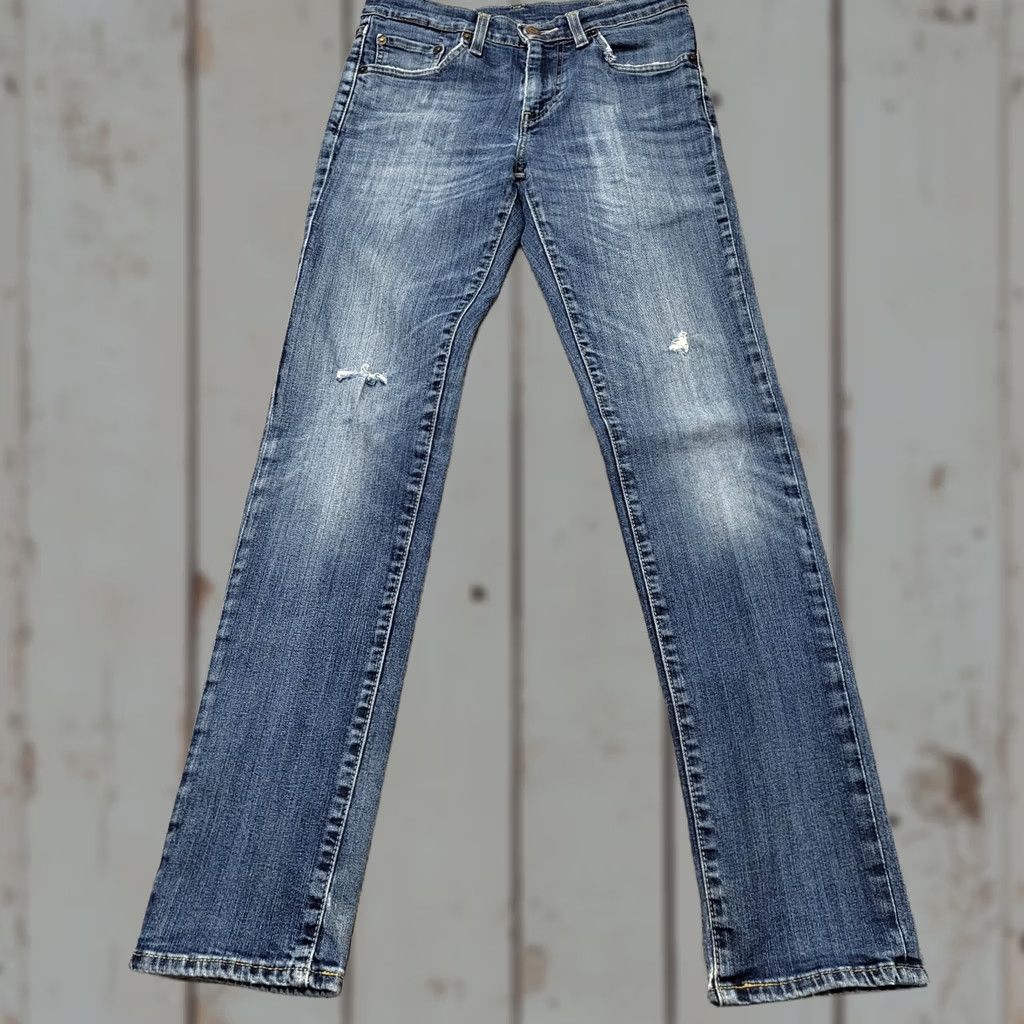 Levi's Levi's 511 Jeans Men 29x32 Blue Denim Med Wash Light Distressed Whiskered Slim Straight Regular USA 500 Series Shirt? Size US 29 - 1 Thumbnail