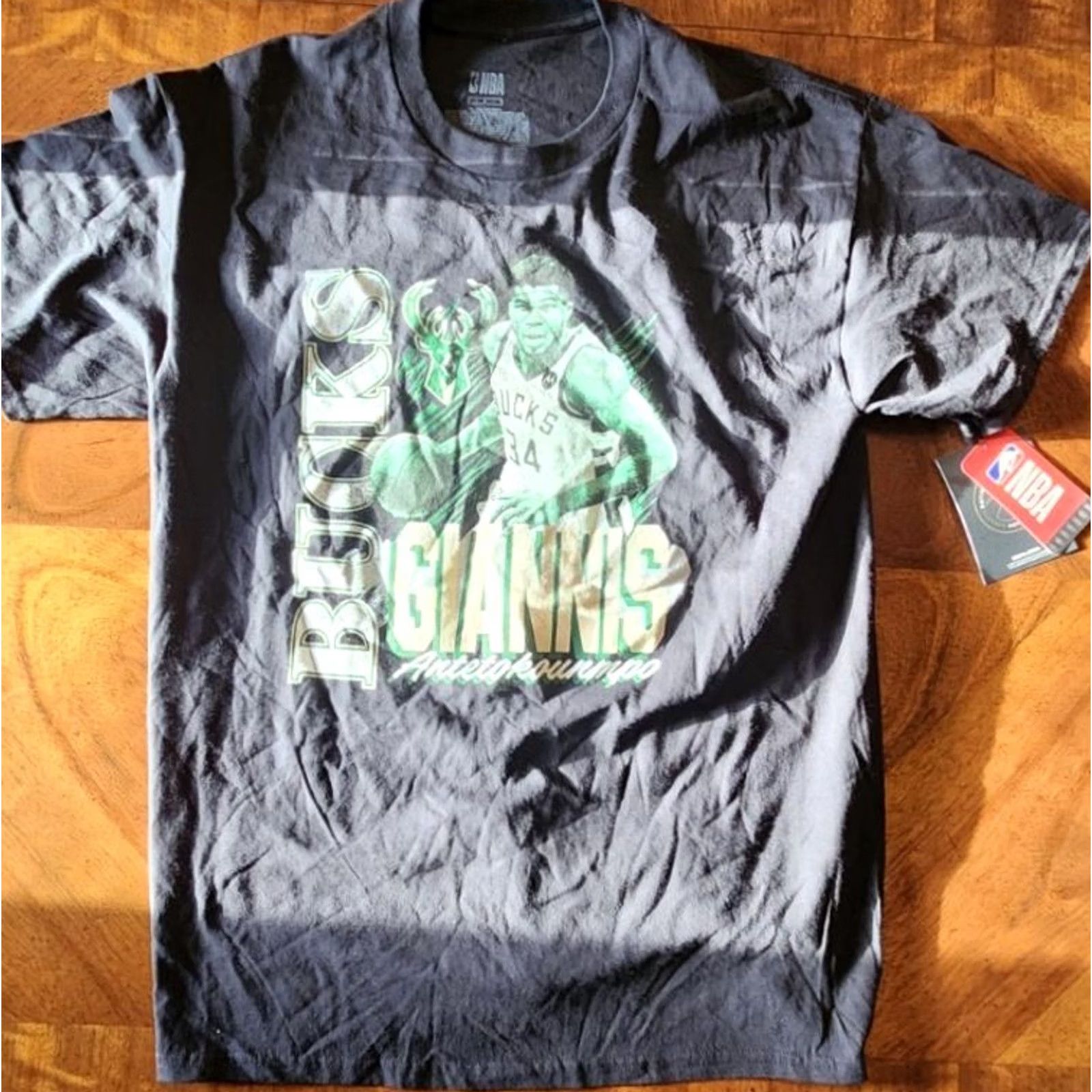 NBA Nike Giannis Antetokounmpo T Shirt Bucks Tee Bucks Size L Black Unisex Adults Short Sleeve Crew Neck NBA Milwaukee Bucks Size US L / EU 52-54 / 3 - 3 Thumbnail