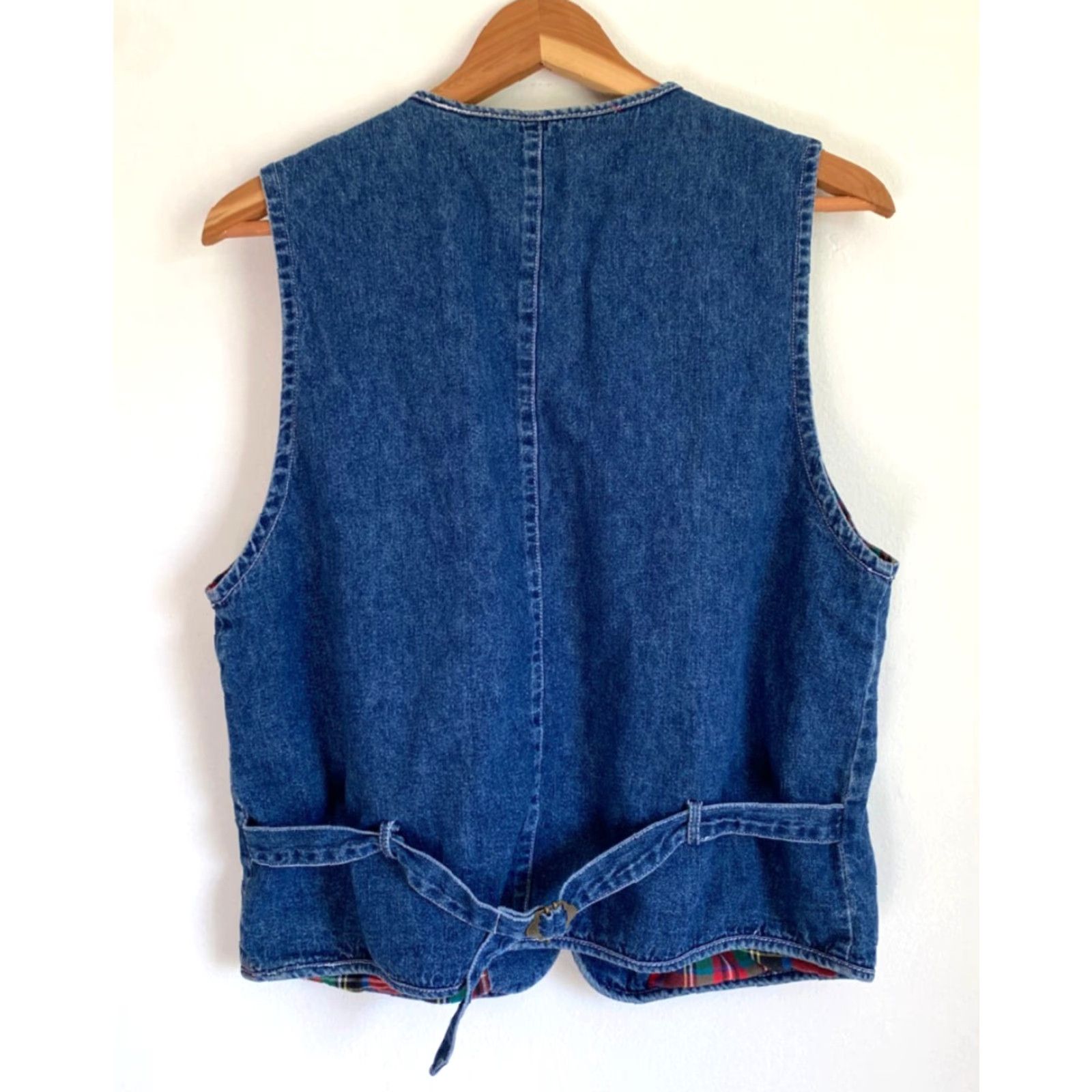 Vintage VINTAGE Women's Denim Vest Sylvester and Tweety Warner Bros. Waistcoat 90s Button Front Embroidered Pockets Lined Blue Size M Size M / US 6-8 / IT 42-44 - 2 Thumbnail