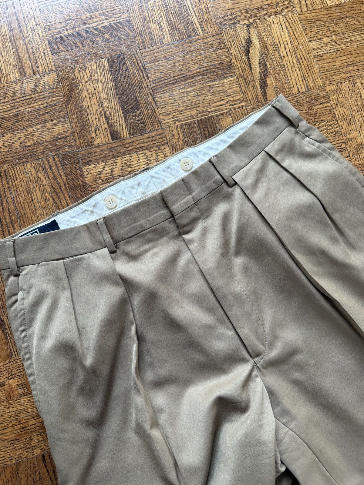 Polo Ralph Lauren Vintage 80s Polo Ralph Lauren Pleated Khaki Trousers Size US 35 - 5 Thumbnail