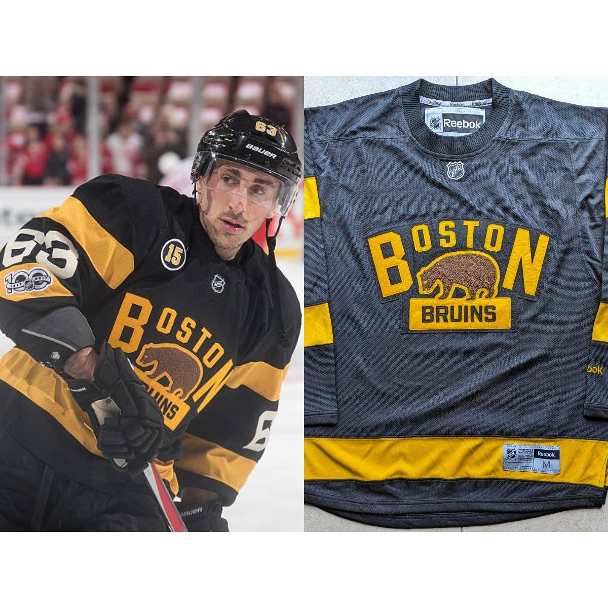 NHL × Reebok Boston Bruins 2016-2017 jersey Sweater M 3rd blk gold NHL Size US M / EU 48-50 / 2 - 1 Thumbnail