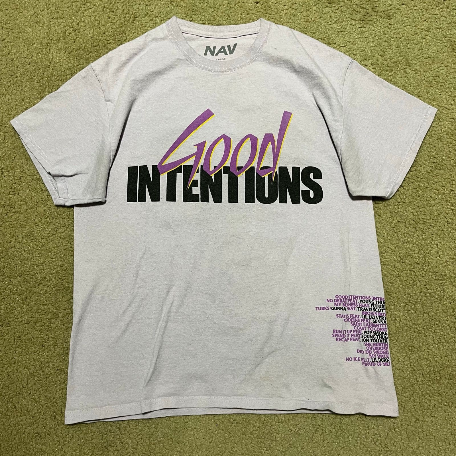 Vlone V Lone NAV ‘Good Intentiona’ Labender Graphci Shirt Large Size US L / EU 52-54 / 3 - 1 Thumbnail