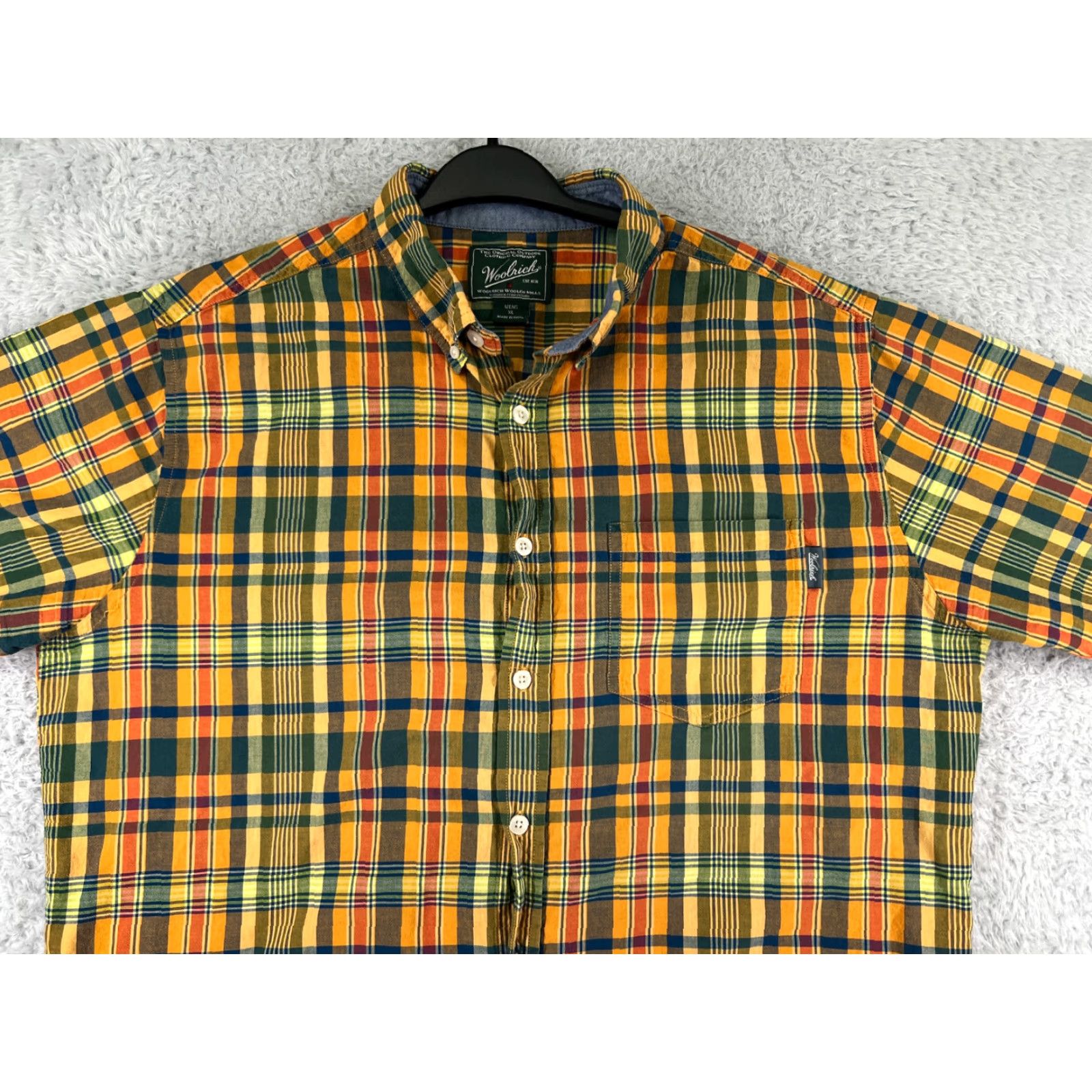 Vintage Woolrich Shirt Mens XL Yellow Plaid Button-Up 100% Cotton Pocket Casual Travel Workwear Mens Size US XL / EU 56 / 4 - 5 Thumbnail