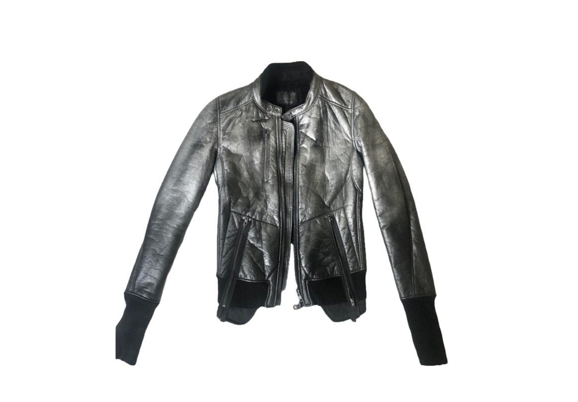 image of If Six Was Nine x Le Grande Bleu L G B L.g.b Silver Deer Leather Bomber in Black/Silver (Size Small
