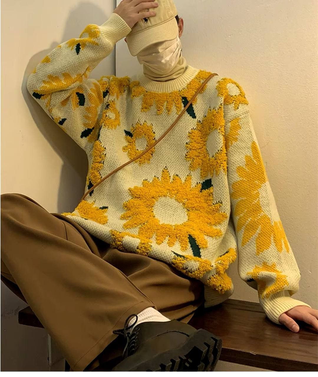 Japanese Brand × Vintage knit fall sweater with a round neckline Size US L / EU 52-54 / 3 - 5 Thumbnail