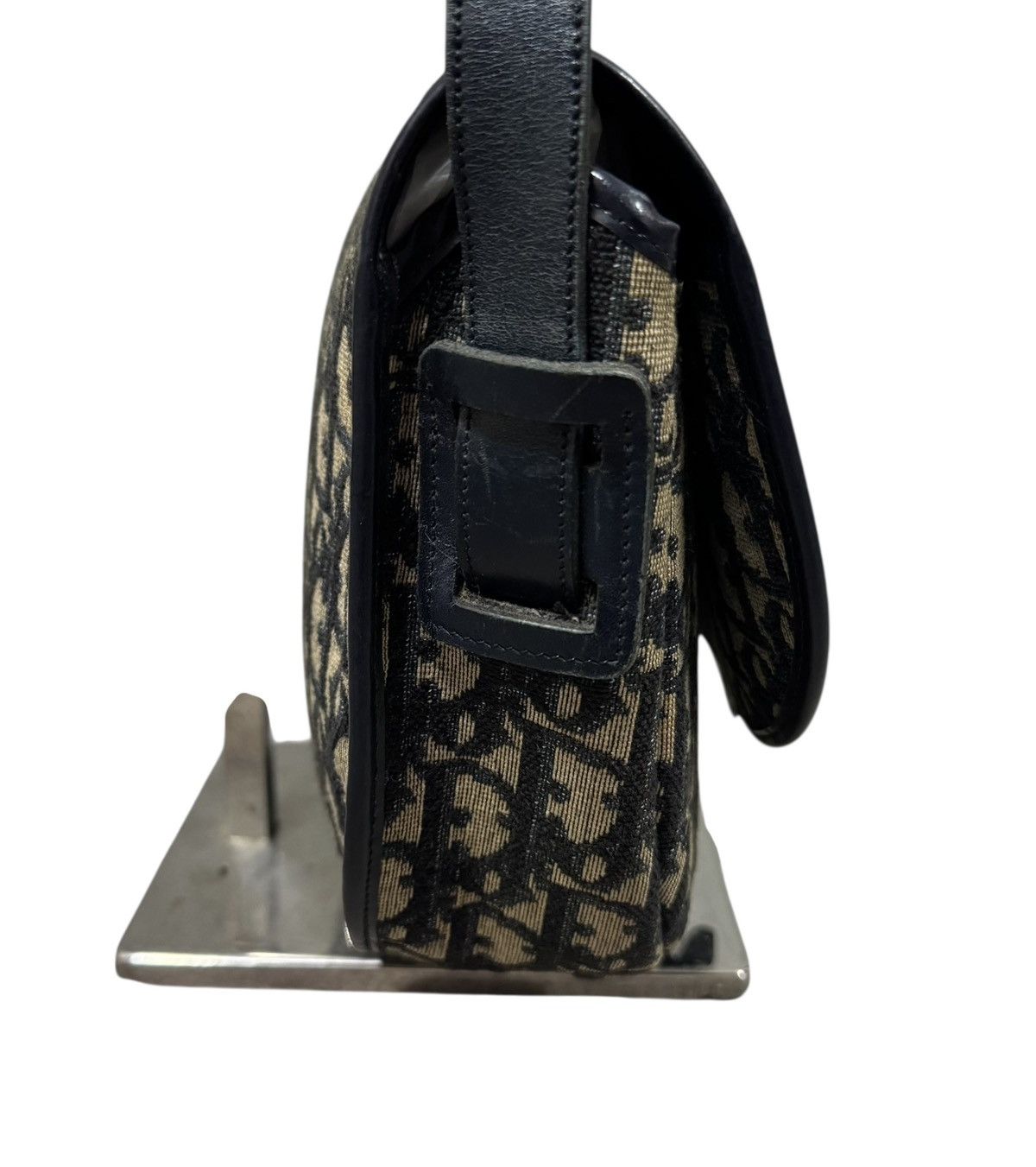 Dior Vtg🔥Christian Dior Trotter Canvas Shoulder Bag Navy Gold Size ONE SIZE - 8 Thumbnail