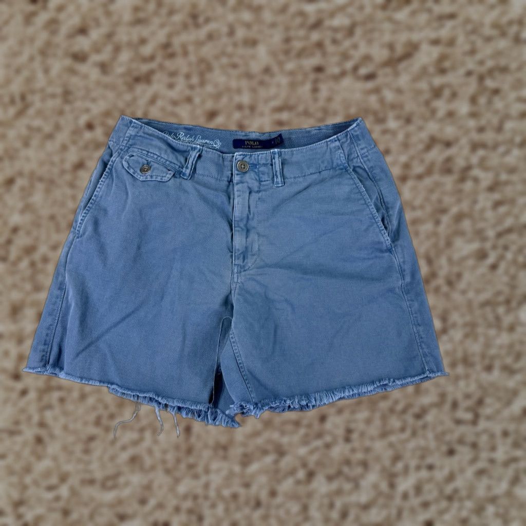 Polo Ralph Lauren VINTAGE Polo Ralph Lauren Shorts Women 2 Blue Raw Hem Chino 100% Cotton Twill 26x6 Size 26" / US 2 / IT 38 - 1 Thumbnail