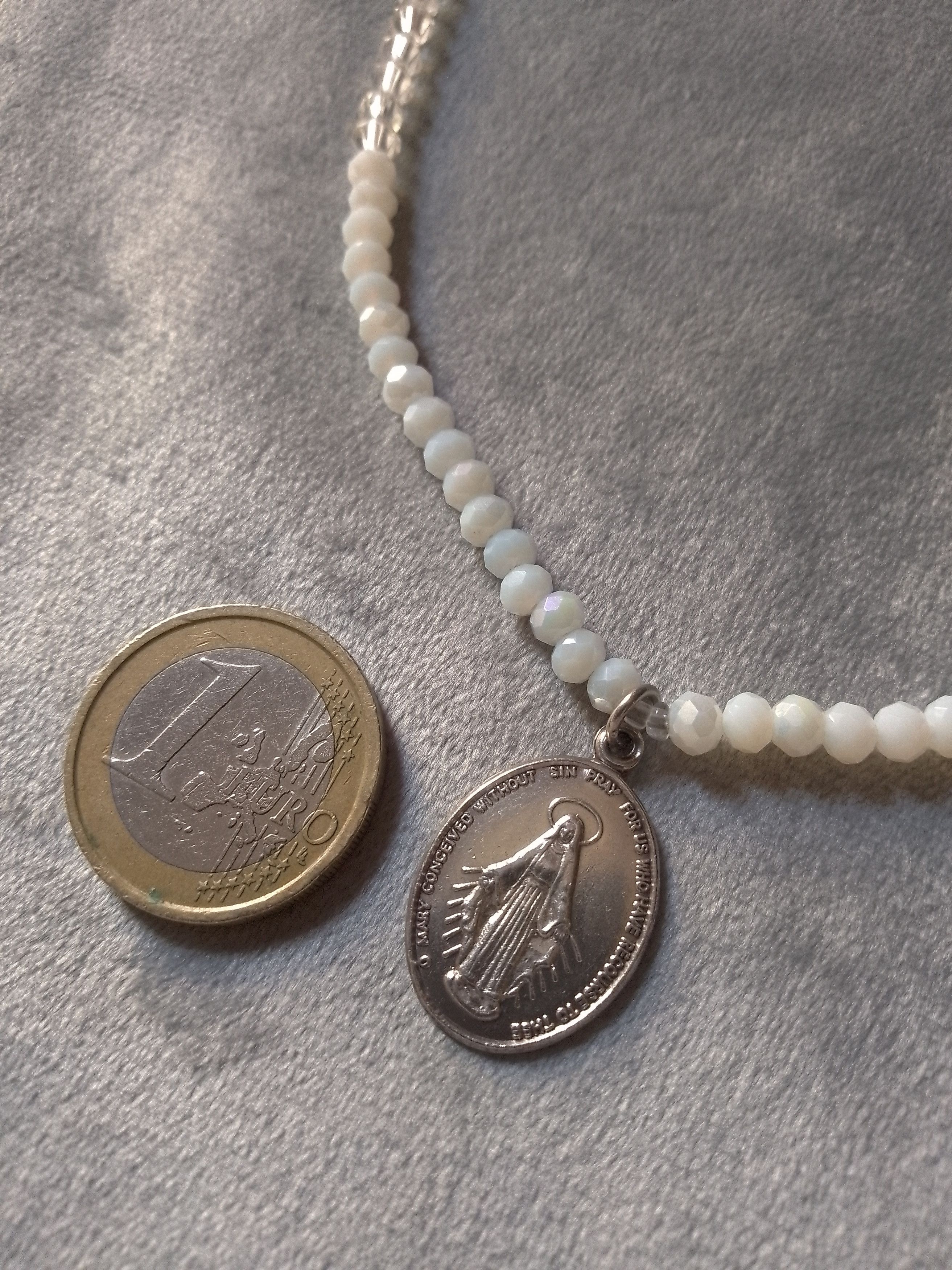 Handmade Pendant Silver 925 Virgin Mary with crystal necklace Size ONE SIZE - 3 Thumbnail