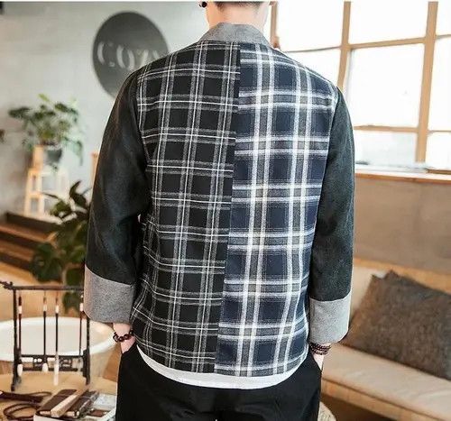 Japanese Brand New Release Checkered Pocket Cardigan Kimono Noragi Size US XS / EU 42 / 0 - 3 Thumbnail