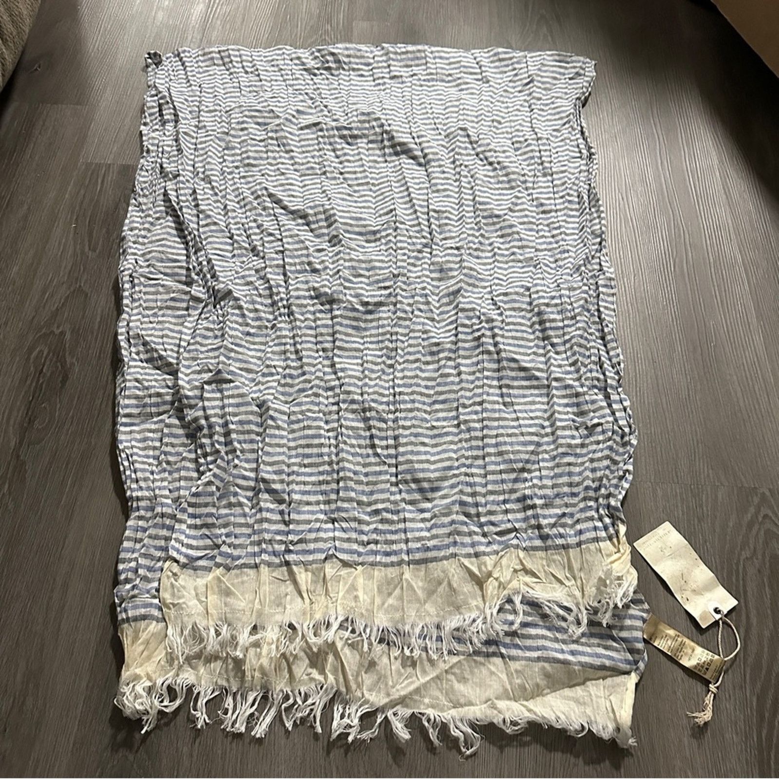Scotch & Soda Scotch & Soda Gray & Off White Striped Cotton Scarf NEW Size ONE SIZE - 2 Thumbnail